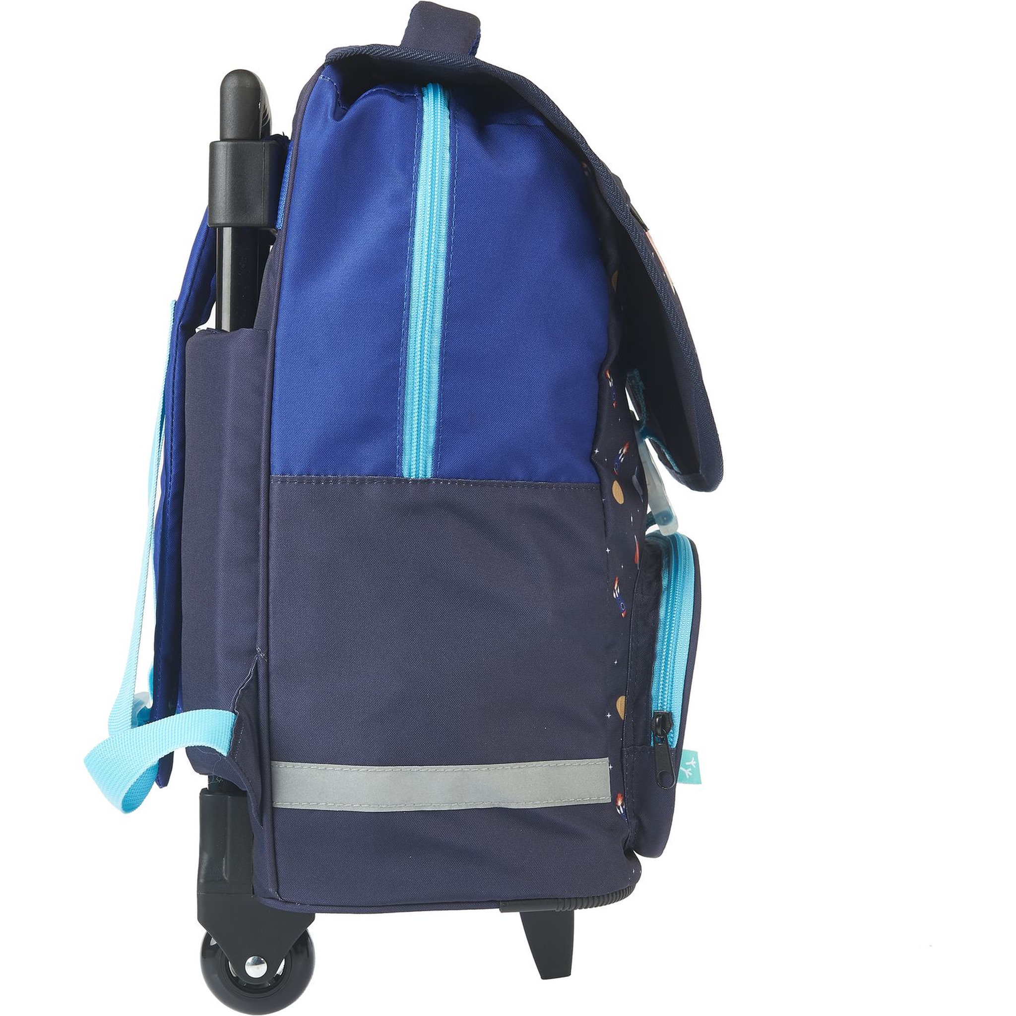 Voir la diapositive 3 : AUCHAN Sac à dos à roulettes bleu ESPACE