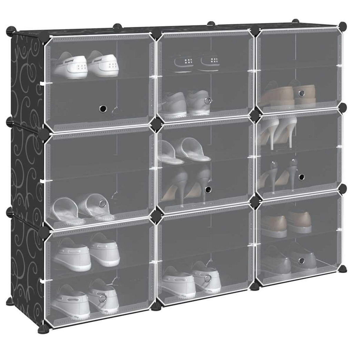 VIDAXL Cubes de rangement 9 pcs avec portes noir PP