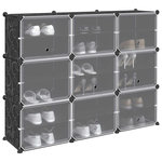VIDAXL Cubes de rangement 9 pcs avec portes noir PP