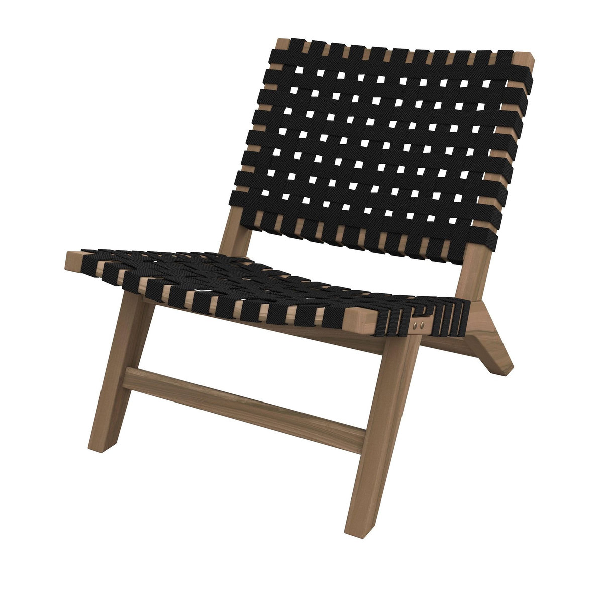 Rendez vous déco Fauteuil de jardin en teck et sangles en tissu noir - Tao