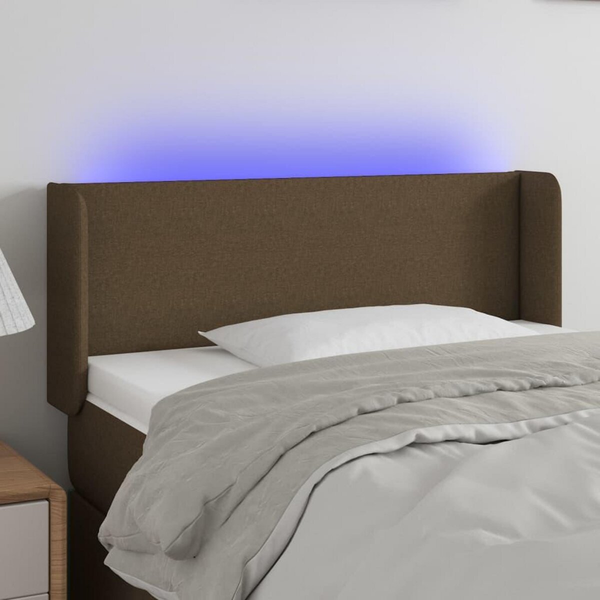 VIDAXL Tete de lit a LED Marron fonce 103x16x78/88 cm Tissu