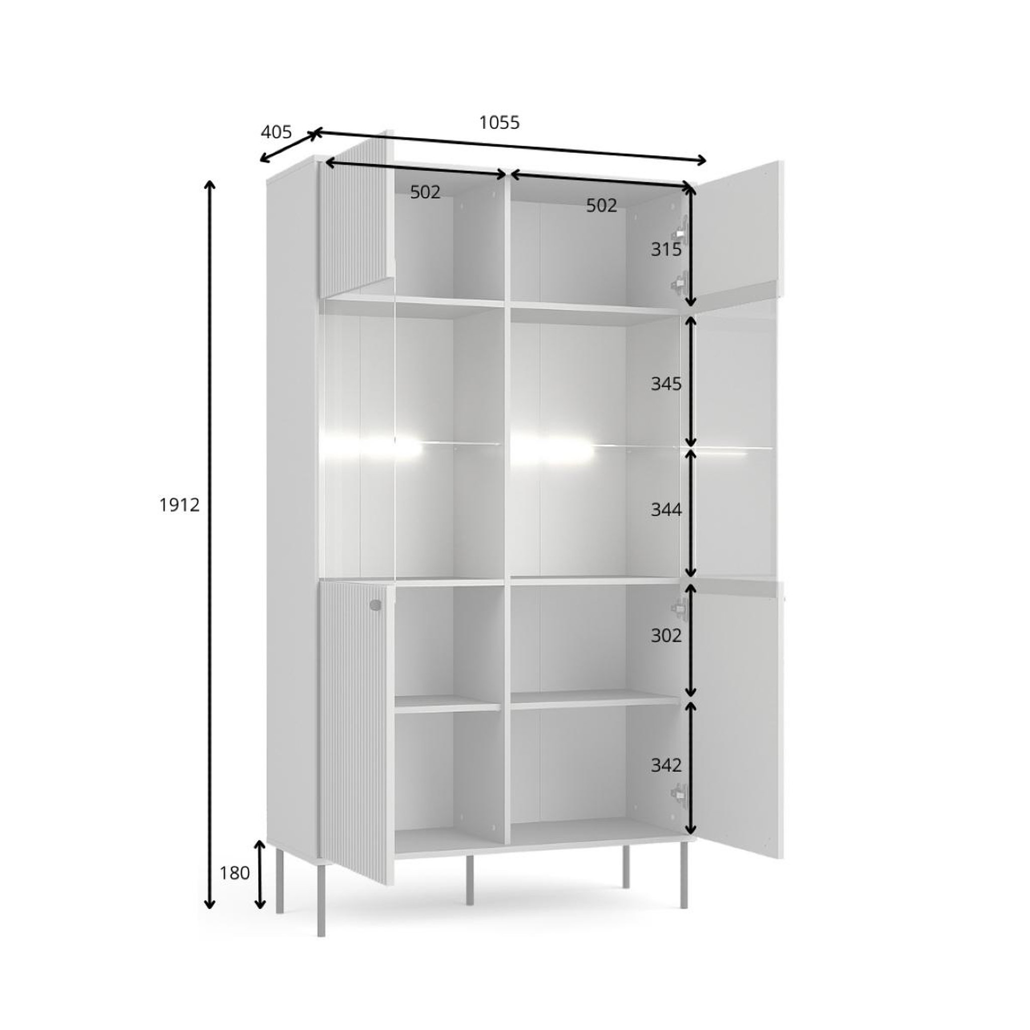 Voir la diapositive 5 : JLC KREATION Vitrine moderne grise 2 portes vitrées simy