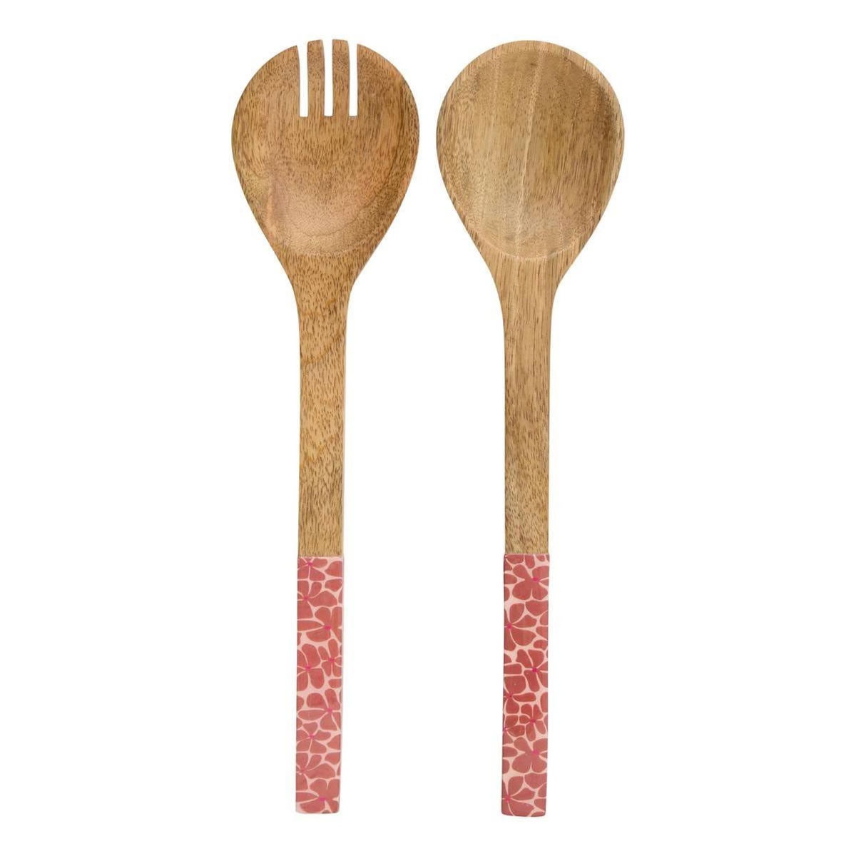 SECRET DE GOURMET Lot de 2 Couverts à Salade en Bois  Inaya  30cm Terracotta