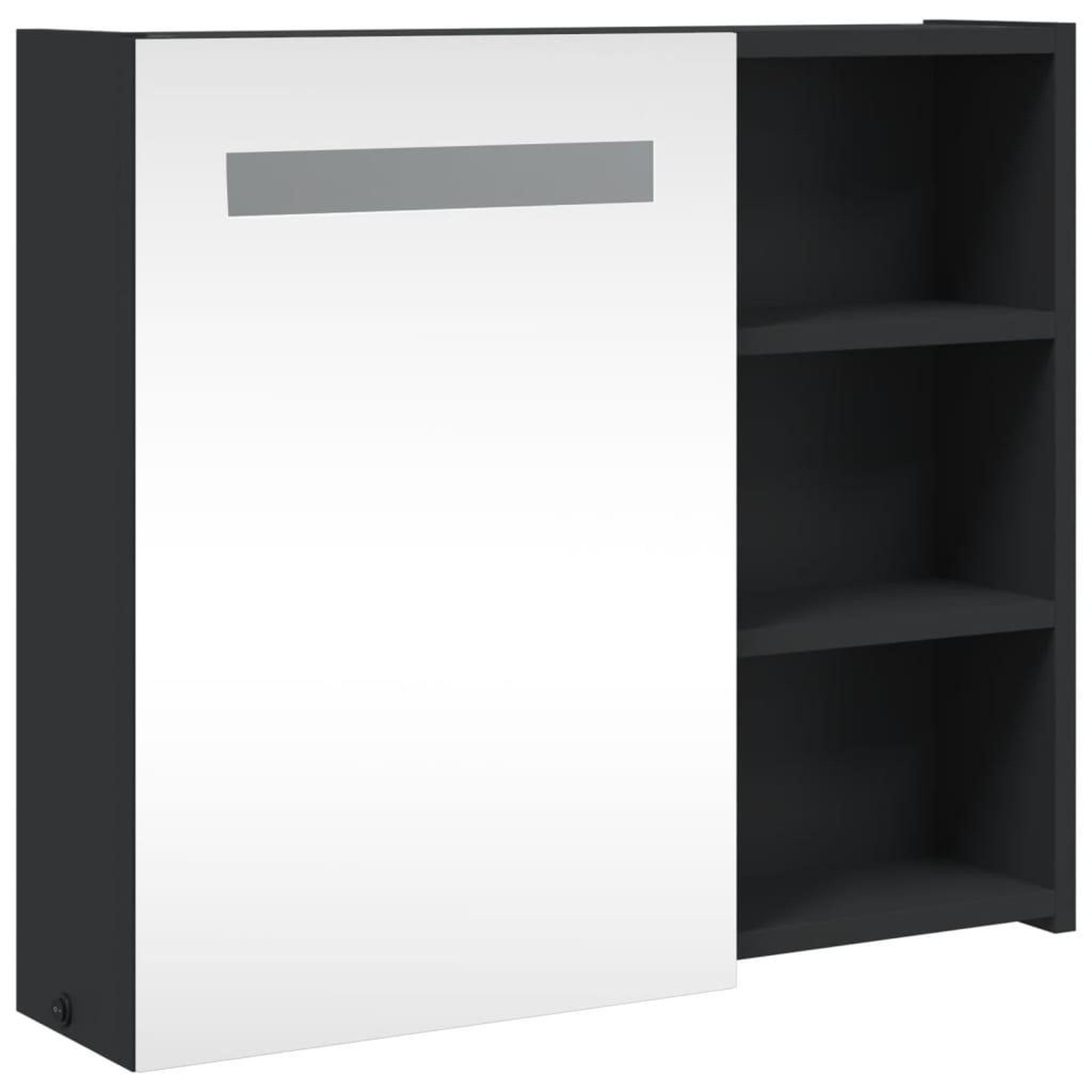 Voir la diapositive 4 : VIDAXL Armoire de salle de bain a miroir avec LED noir 60x13x52 cm