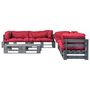 Voir la diapositive 2 : VIDAXL Salon palette de jardin 6 pcs avec coussins rouge bois