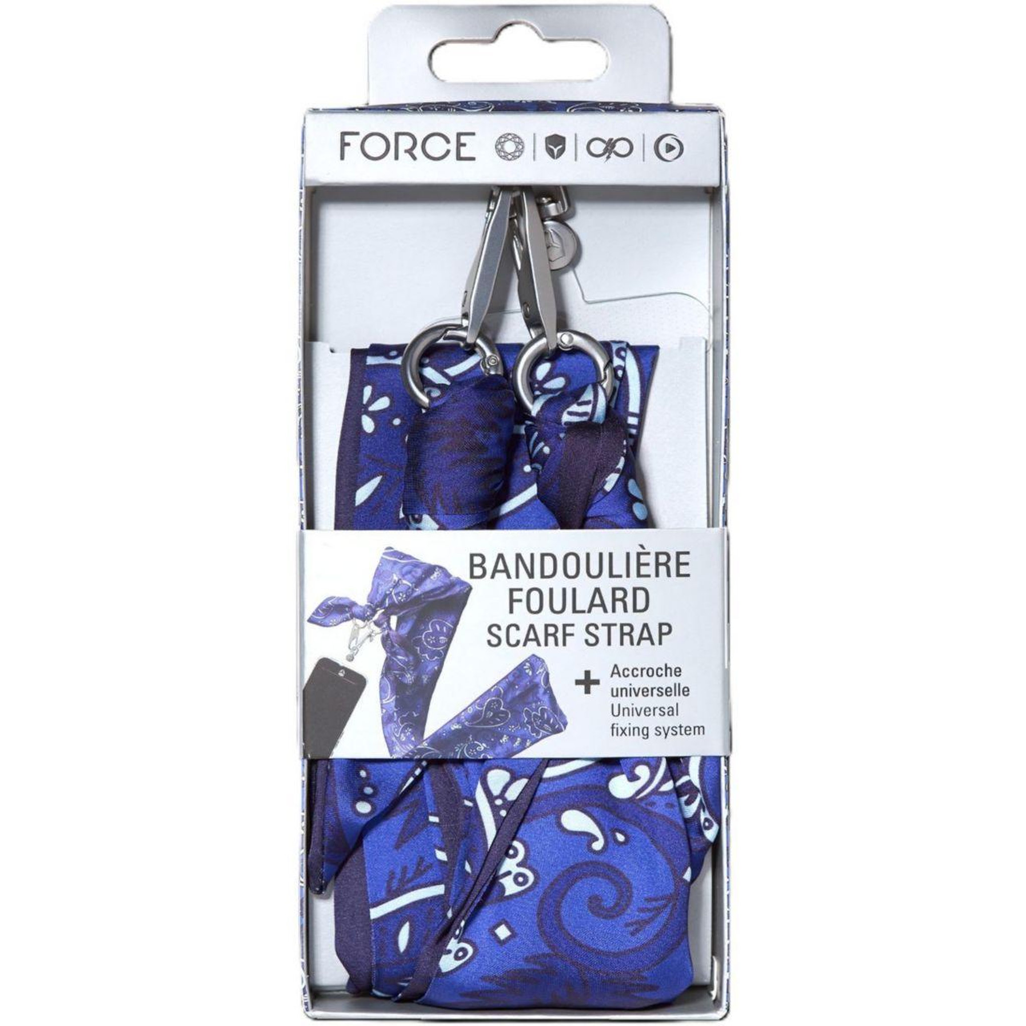 Voir la diapositive 4 : FORCE CASE Cordon téléphone foulard bandana bleu