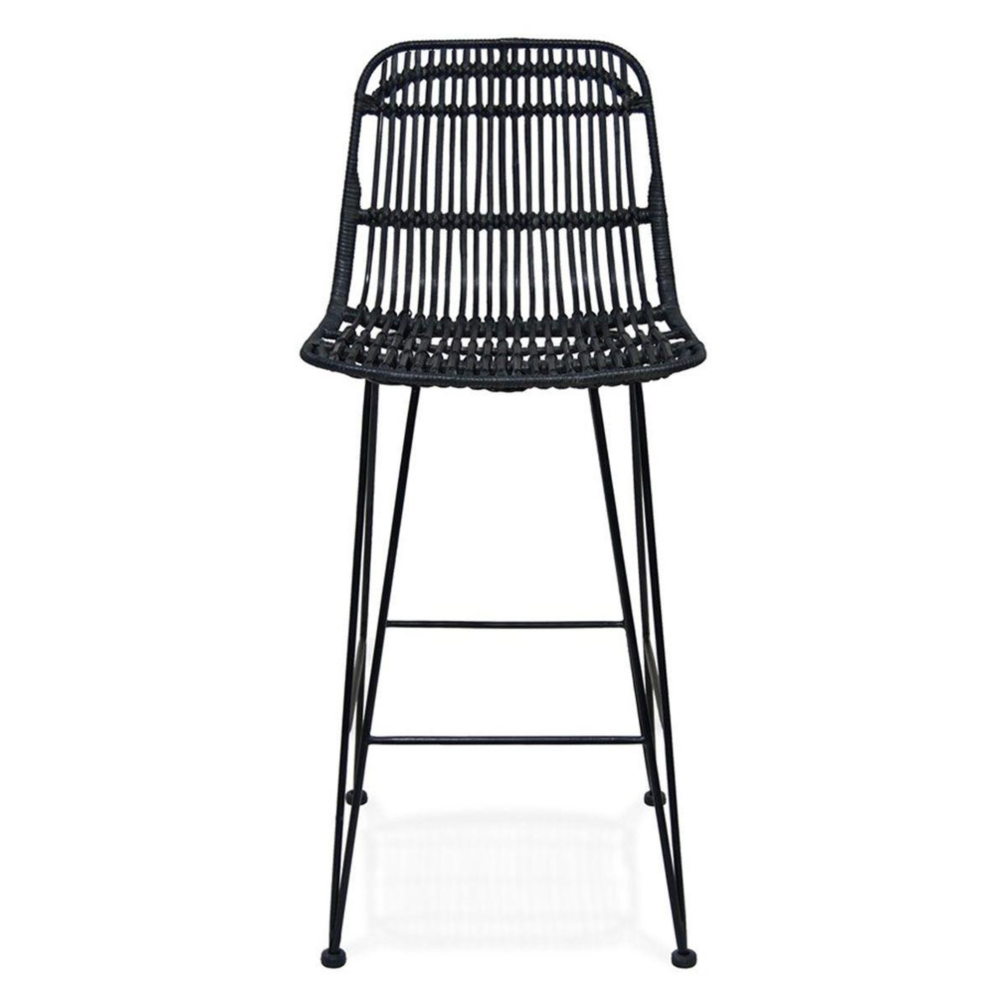 Voir la diapositive 2 : Paris Prix Tabouret de bar design en rotin  baloin  94cm noir