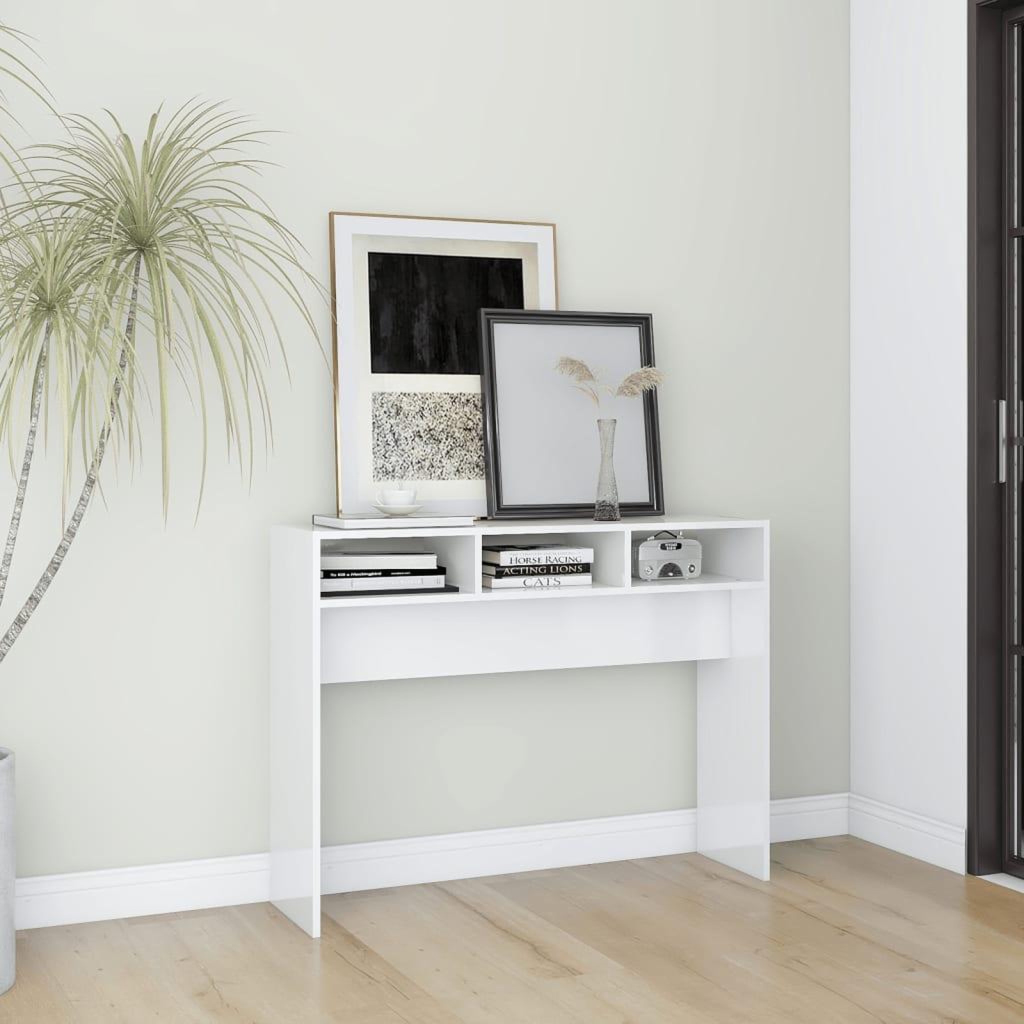 VIDAXL Table console blanc brillant 105x30x80 cm bois d'ingenierie