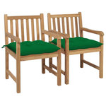 VIDAXL Chaises de jardin lot de 2 et coussins vert Bois de teck massif