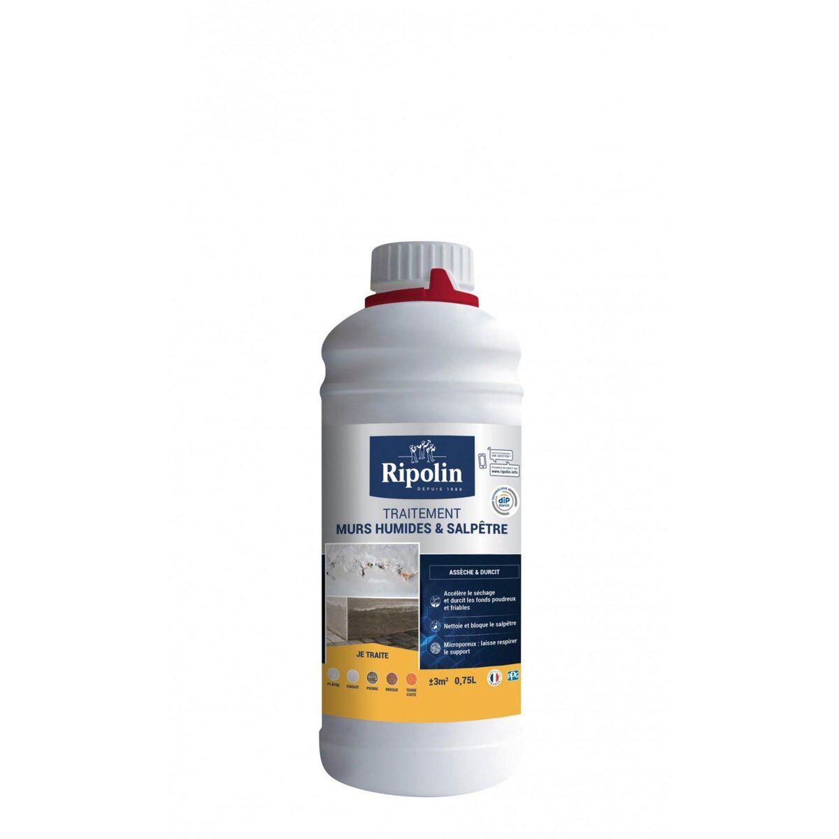 CENTRALE BRICO Traitement antisalpêtre et murs humides Rip etanch, RIPOLIN incolore 0.75 l