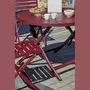 DCB GARDEN Table de jardin ronde pliante - 4/6 places - Aluminium - Rouge carmin - MARIUS
