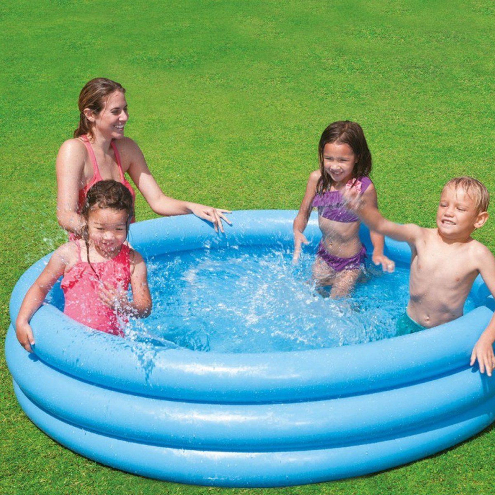 Voir la diapositive 3 : INTEX Piscinette pataugeoire gonflable Cristal - Diam. 168 x H. 40 cm - Bleu