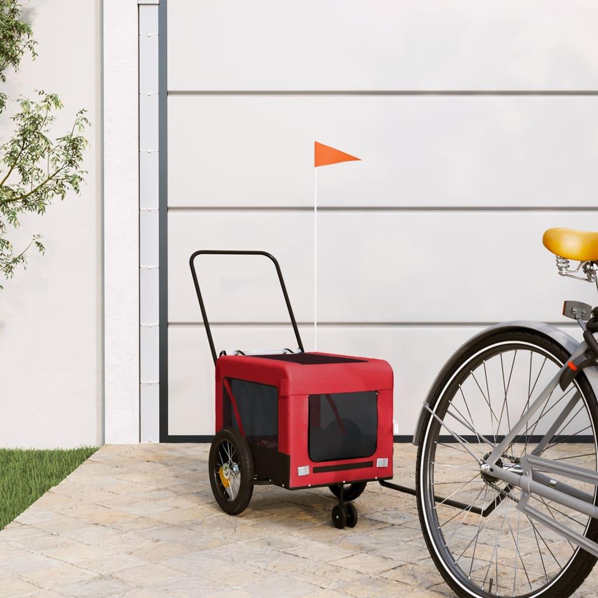 VIDAXL Remorque de velo pour animaux de compagnie rouge et noir