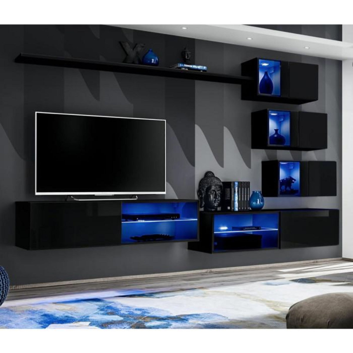 Paris Prix Ensemble Meuble TV Design  Switch XXIV  250cm Noir