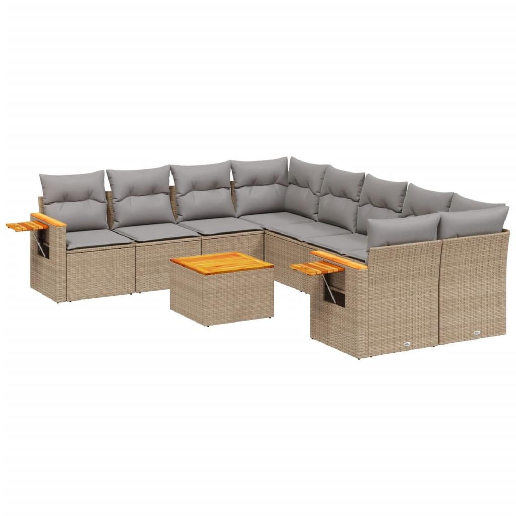 Voir la diapositive 2 : VIDAXL Salon de jardin avec coussins 9 pcs beige resine tressee