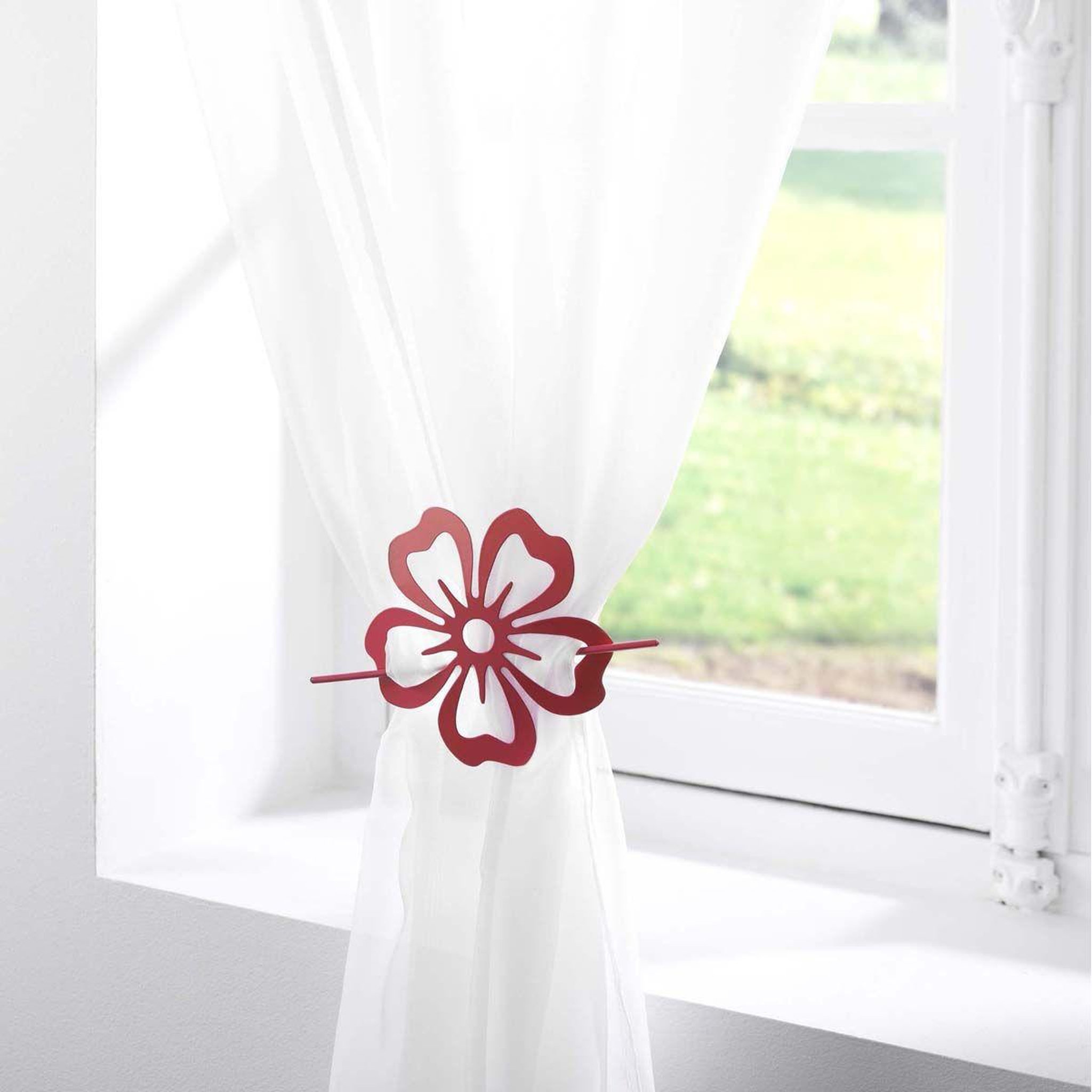 Voir la diapositive 2 : Douceur d'Intérieur Embrasse de rideau broche  pétaly  15cm rouge