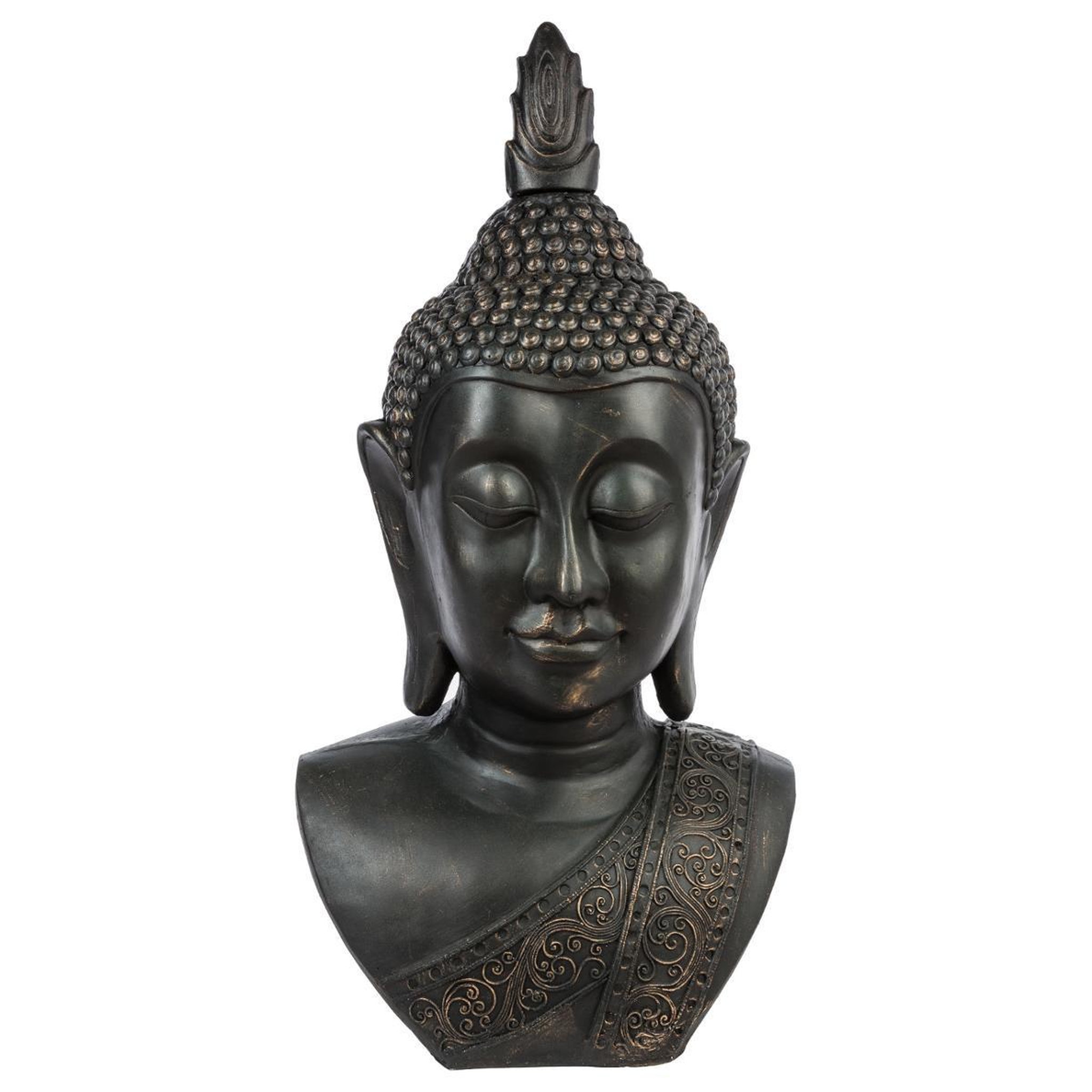 ATMOSPHERA Statue bouddha  tête souriante  113cm noir