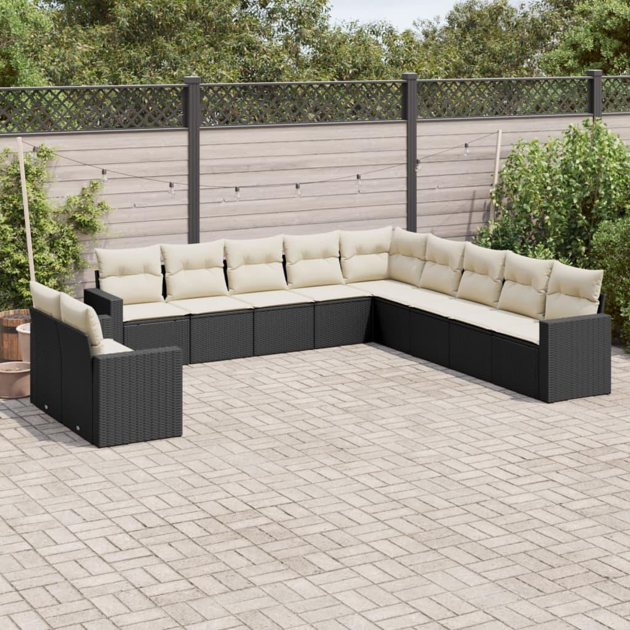 VIDAXL Salon de jardin 11 pcs avec coussins noir resine tressee