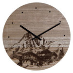 AAAAA Horloge Murale DKD Home Decor 8424001759712 Noir Bois Bois MDF Montagne 30 x 30 x 1,5 cm