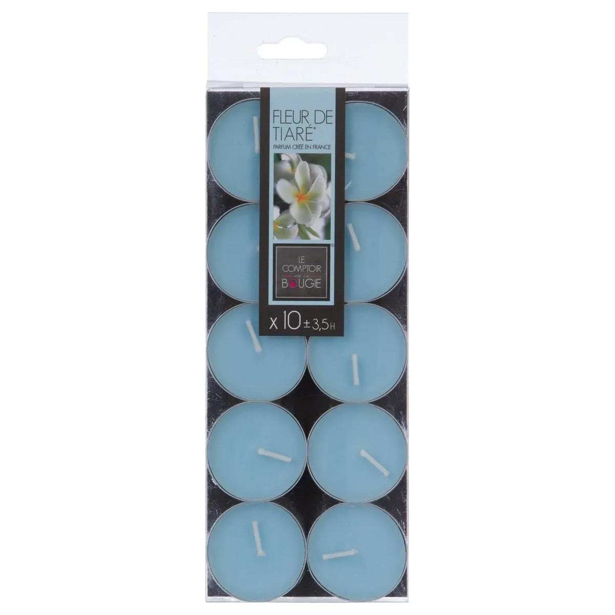 COMPTOIR DE LA BOUGIE Lot de 10 bougies chauffe-plat parfumées 3,7cm tiaré