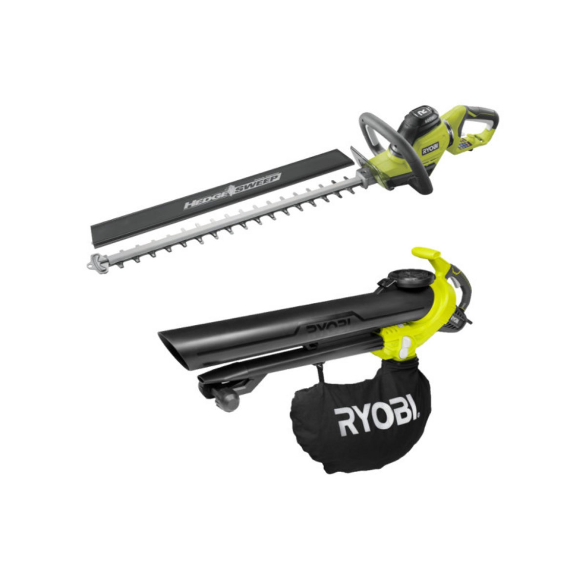Ryobi Pack RYOBI taille-haies électrique 600W RHT6160RS - Souffleur aspiro-broyeur électrique 3000W 3en1