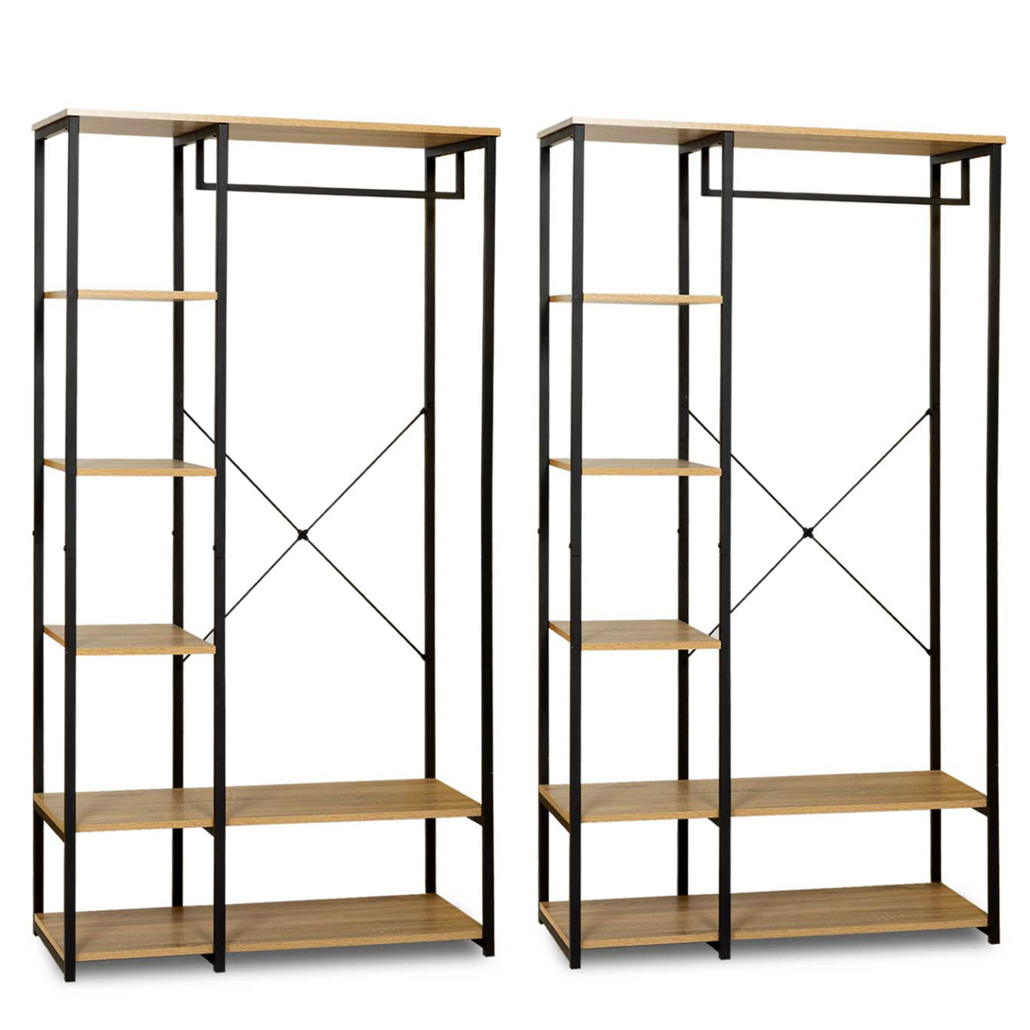 Voir la diapositive 3 : ID MARKET Dressing modulable double penderie étagère l. 180 cm detroit design industriel