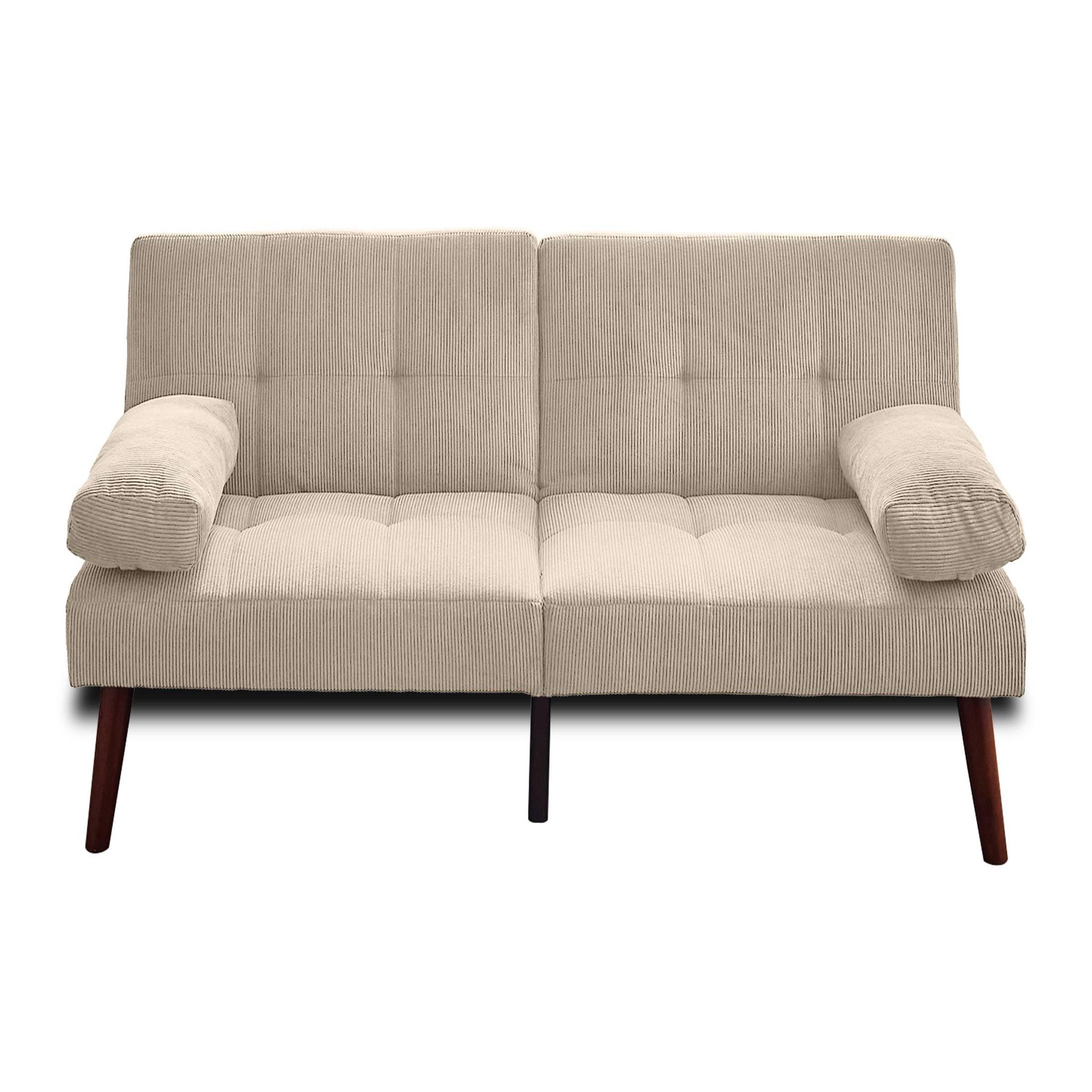 BEST MOBILIER Philae - canapé convertible clic-clac 2 places - velours côtelé. Coloris disponibles : Vert, Orange, Beige