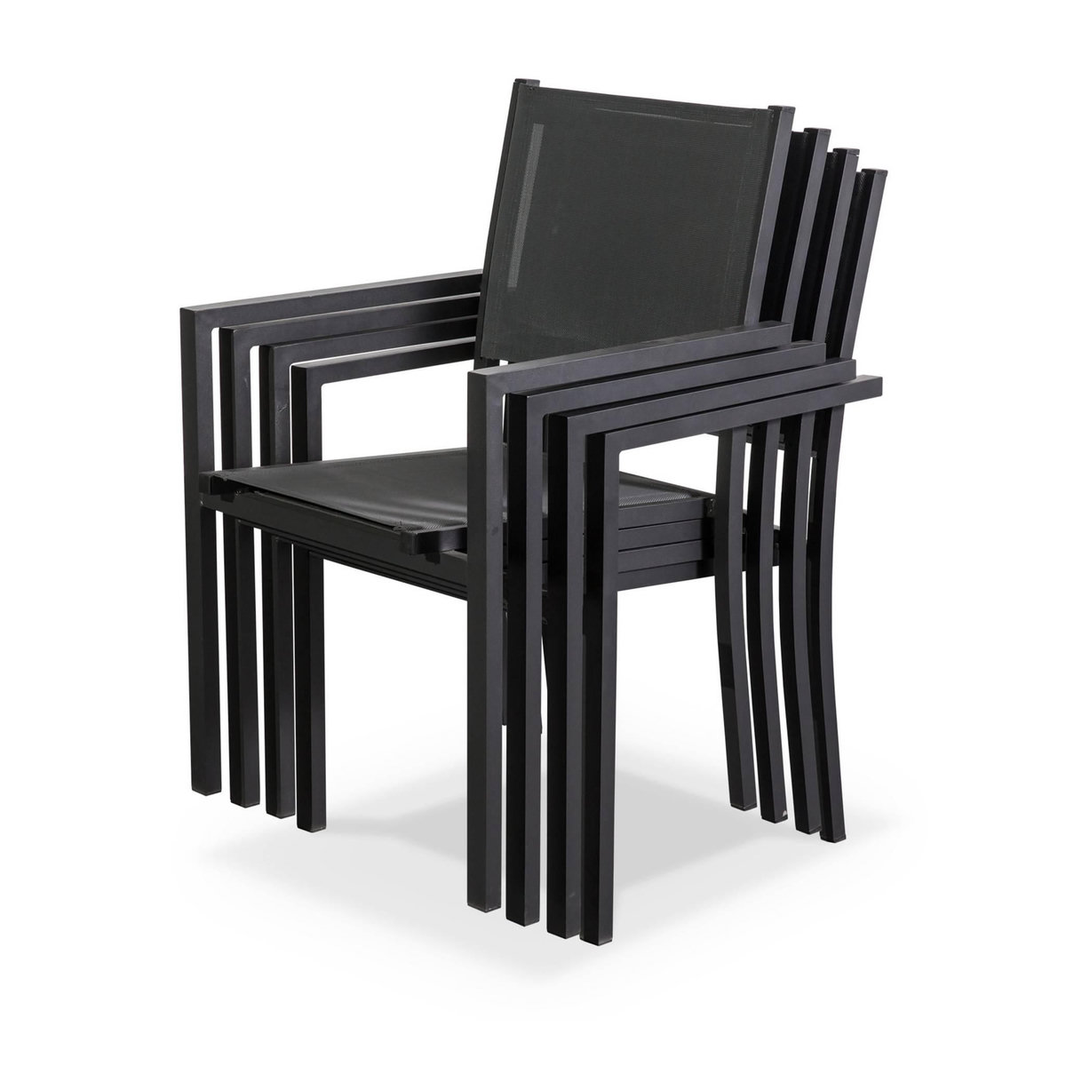 SWEEEK Table de jardin aluminium + 8 assises - Capua 180cm - Anthracite. gris - 8 places - 1 grande table rectangulaire. 8 fauteuils empilables