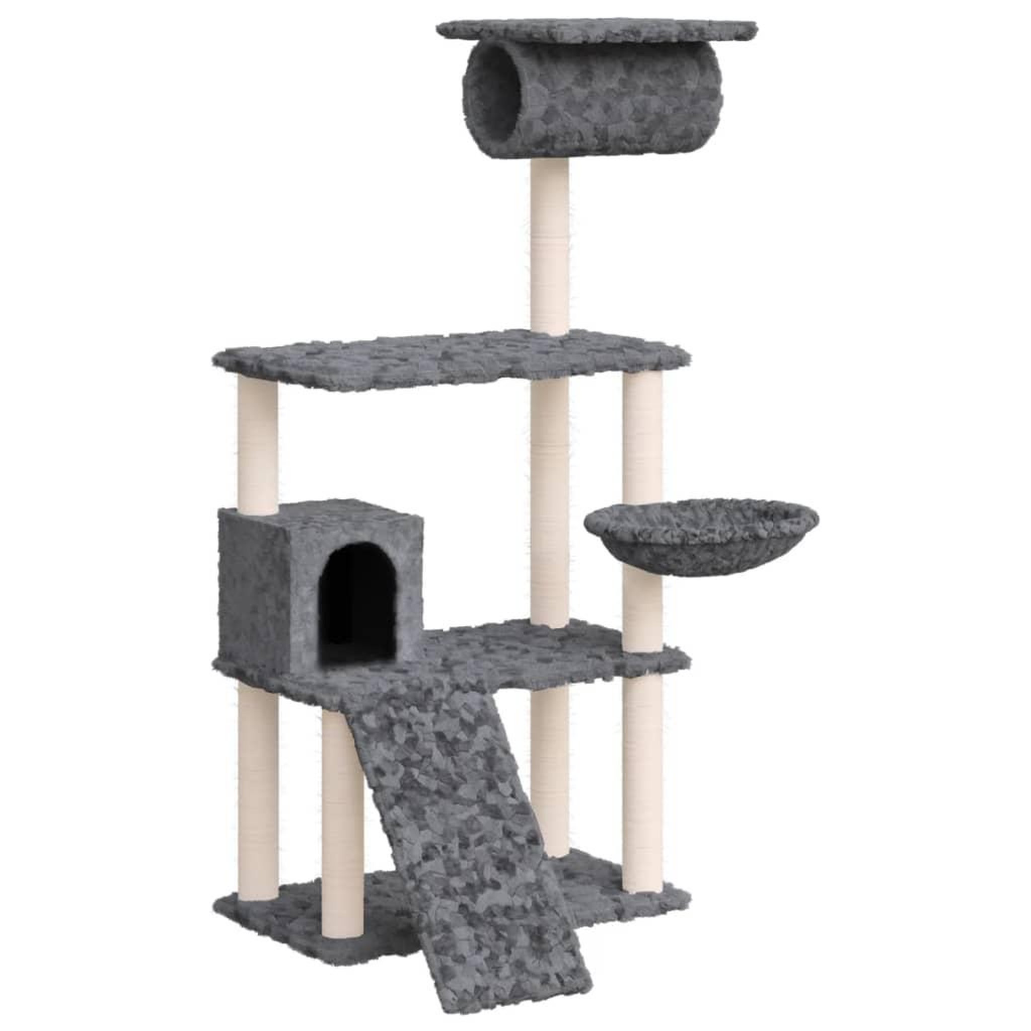 Voir la diapositive 2 : VIDAXL Arbre a chat avec griffoirs en sisal Gris fonce 131 cm