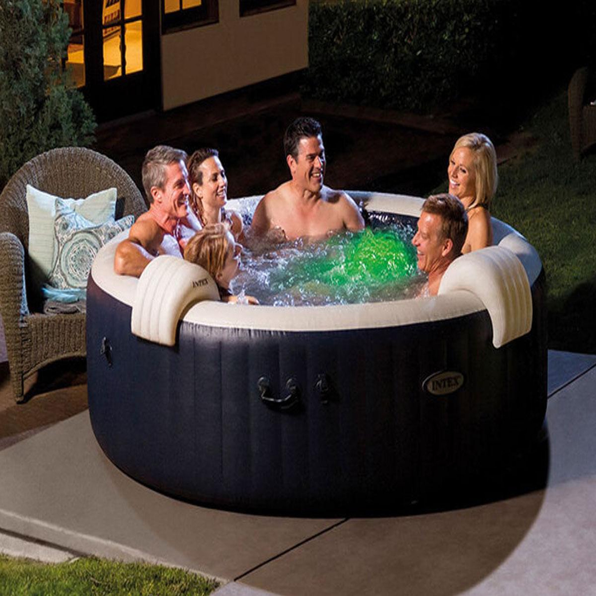 Voir la diapositive 5 : INTEX Spa gonflable purespa blue navy rond bulles 4 places - intex