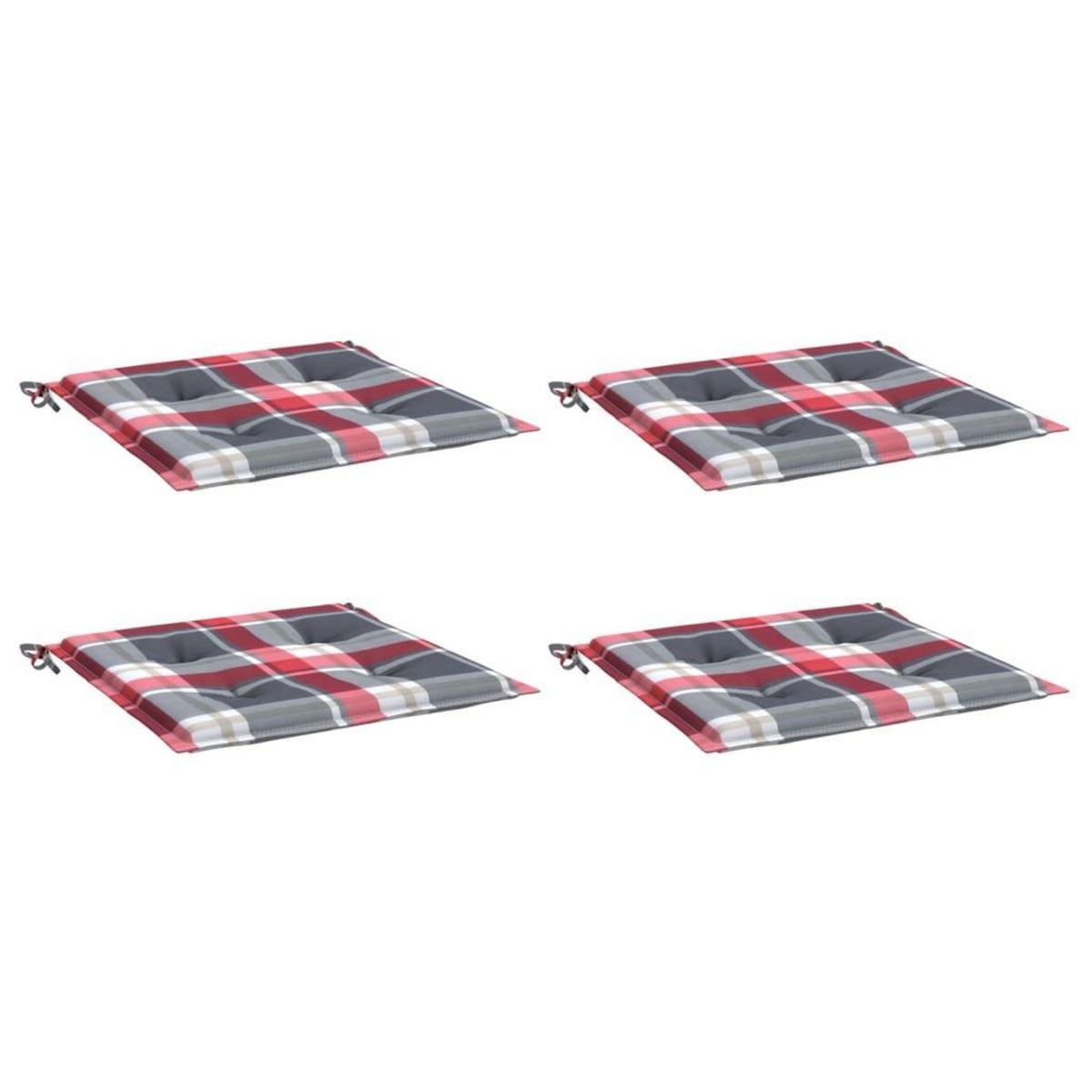 VIDAXL Coussins de chaise de jardin lot de 4 carreaux rouges 50x50x3cm
