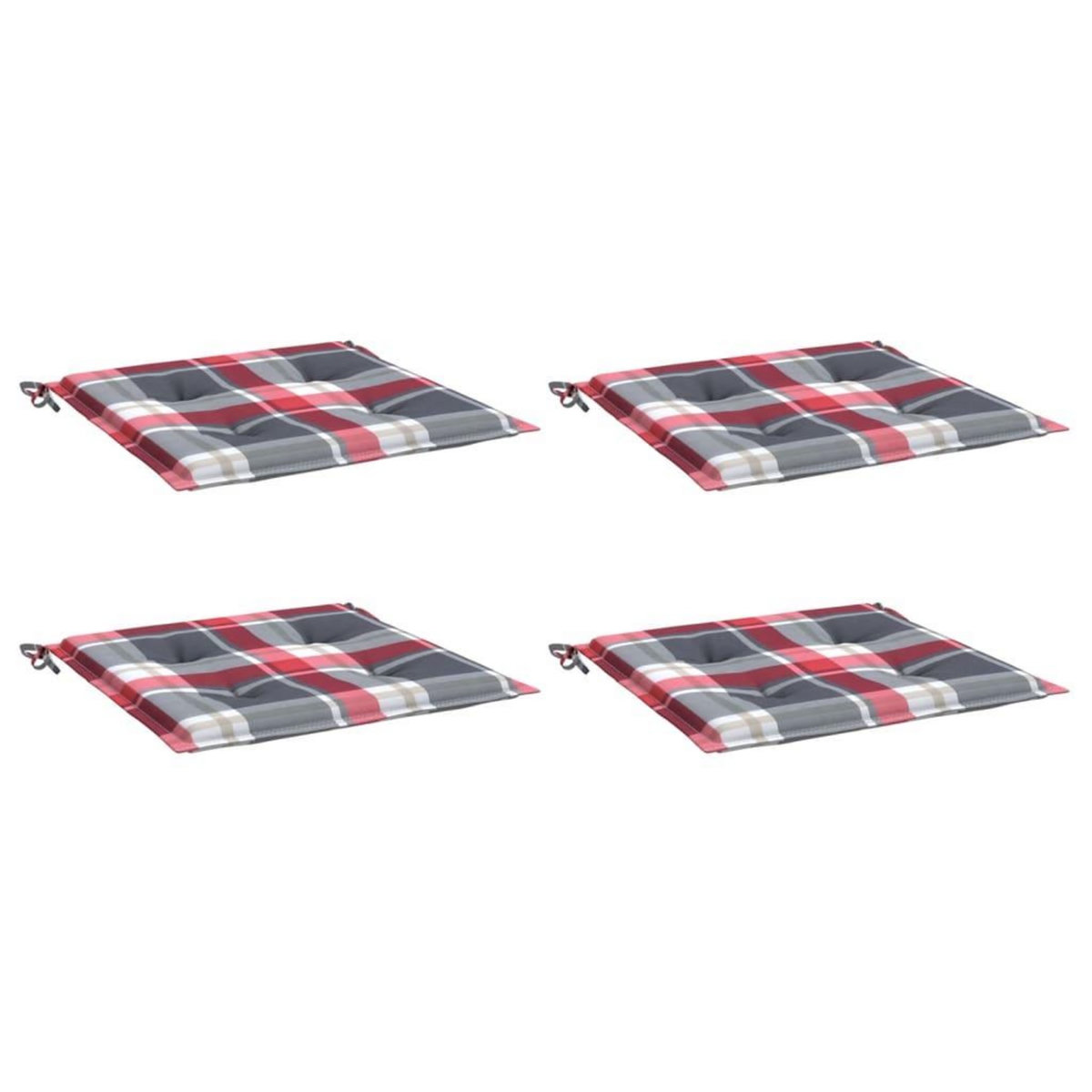 VIDAXL Coussins de chaise de jardin lot de 4 carreaux rouges 50x50x3cm
