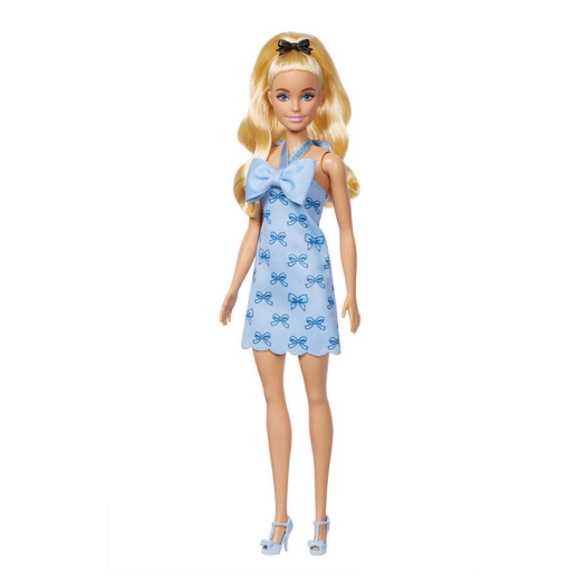 Voir la diapositive 5 : MATTEL Barbie fashionistas – poupee robe dos nu bleu layette