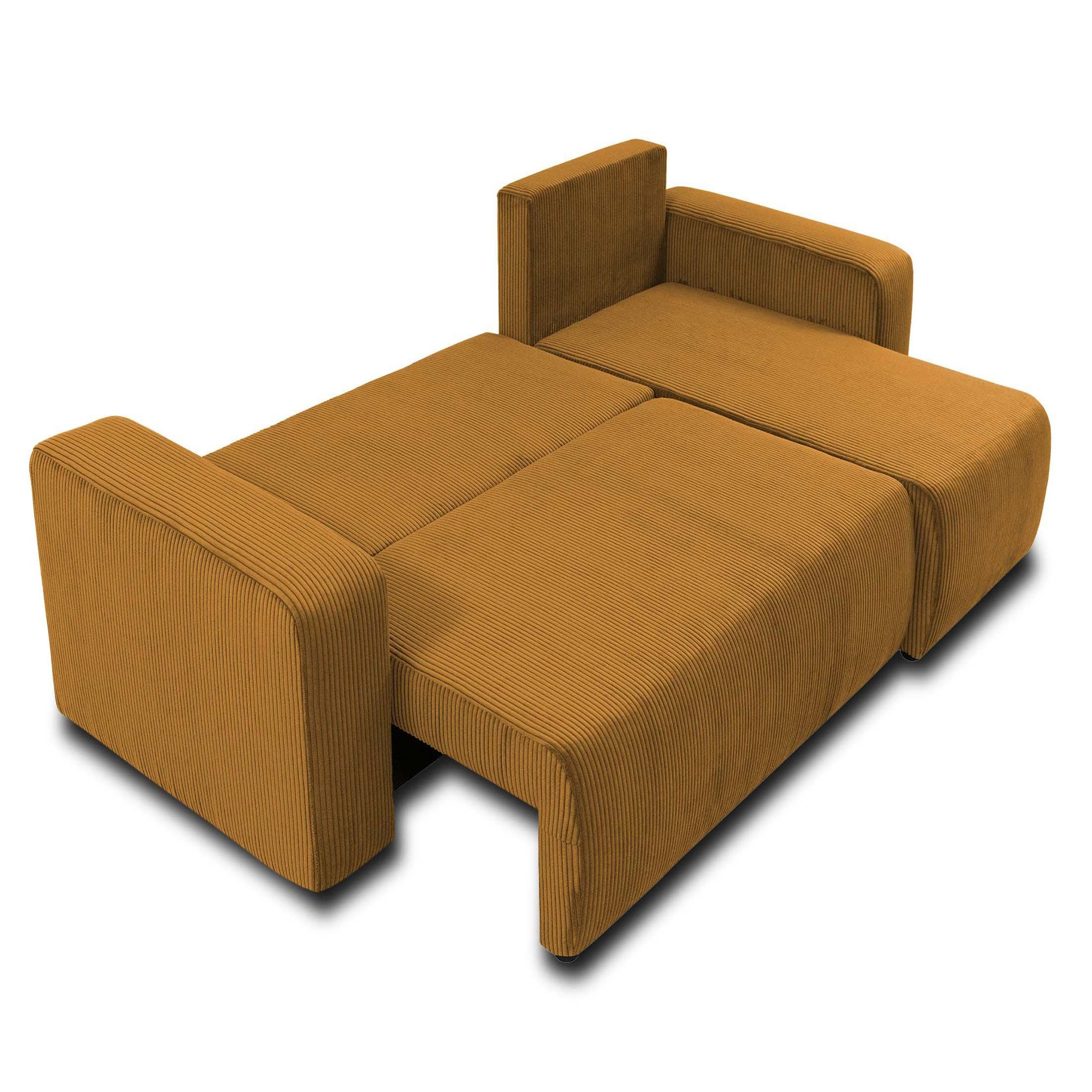 Voir la diapositive 3 : BEST MOBILIER Artemisa - canapé d'angle réversible 4 places - convertible avec coffre - en velours côtelé