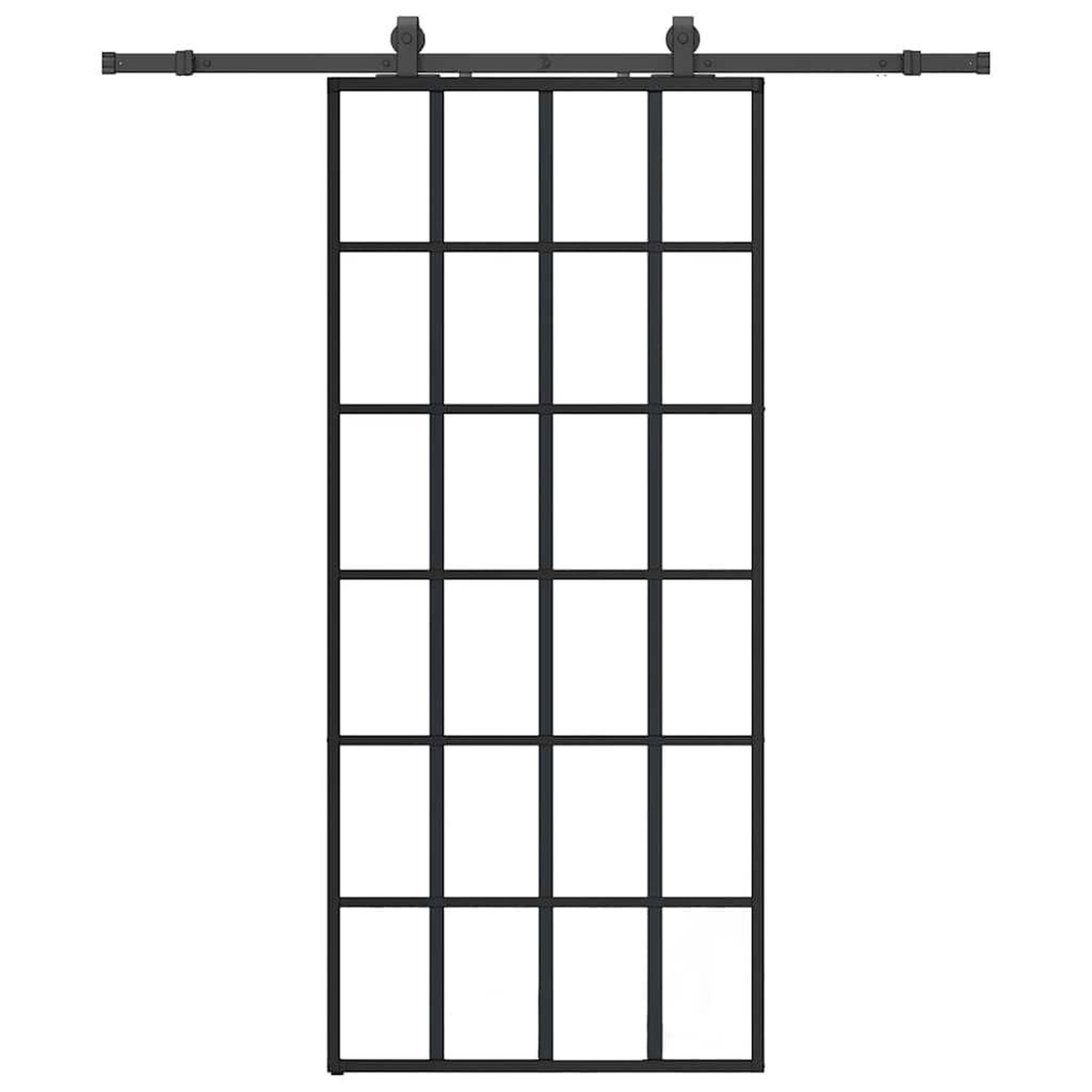Voir la diapositive 2 : VIDAXL Porte coulissante kit de quincaillerie noir 90x205 cm verre ESG