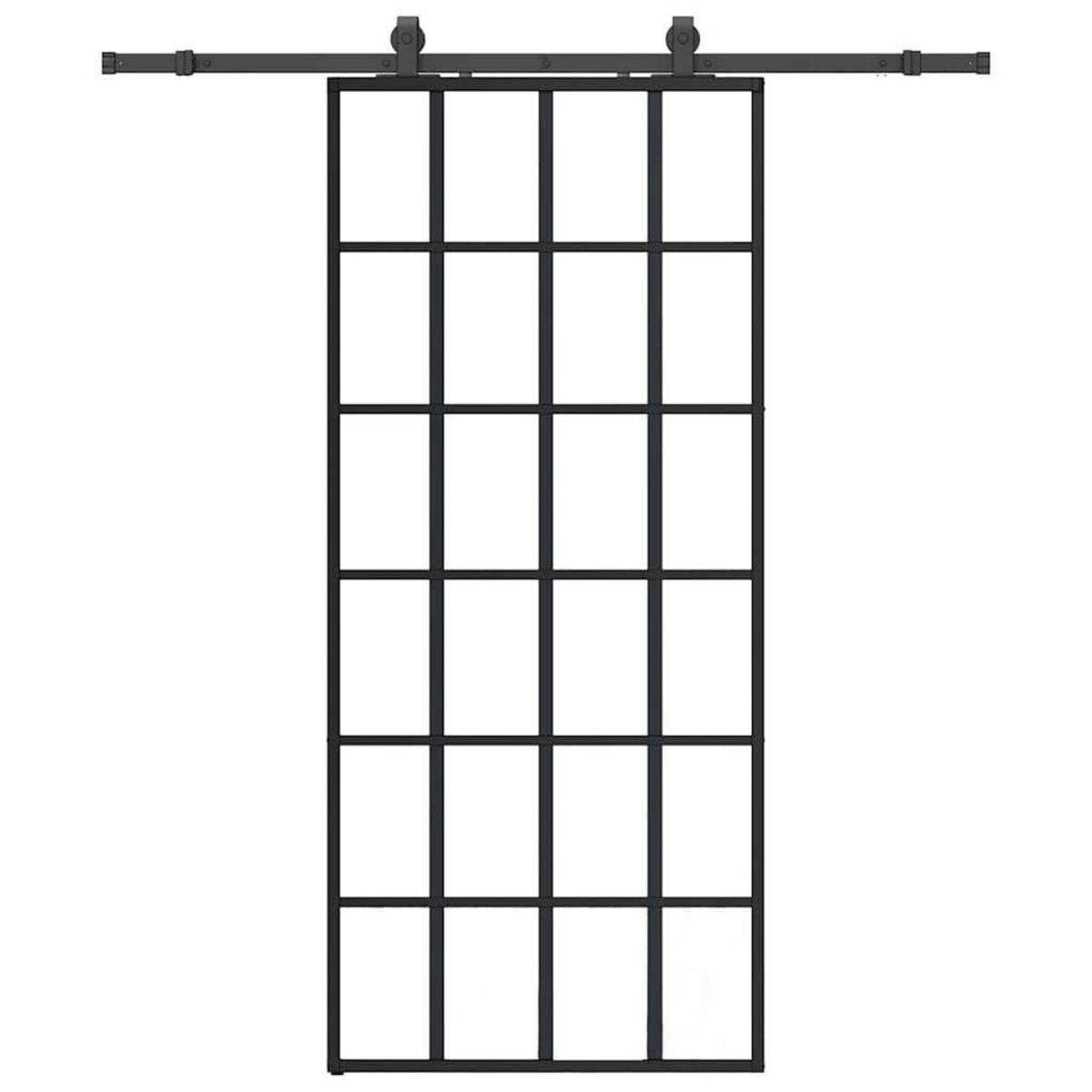 VIDAXL Porte coulissante kit de quincaillerie noir 90x205 cm verre ESG