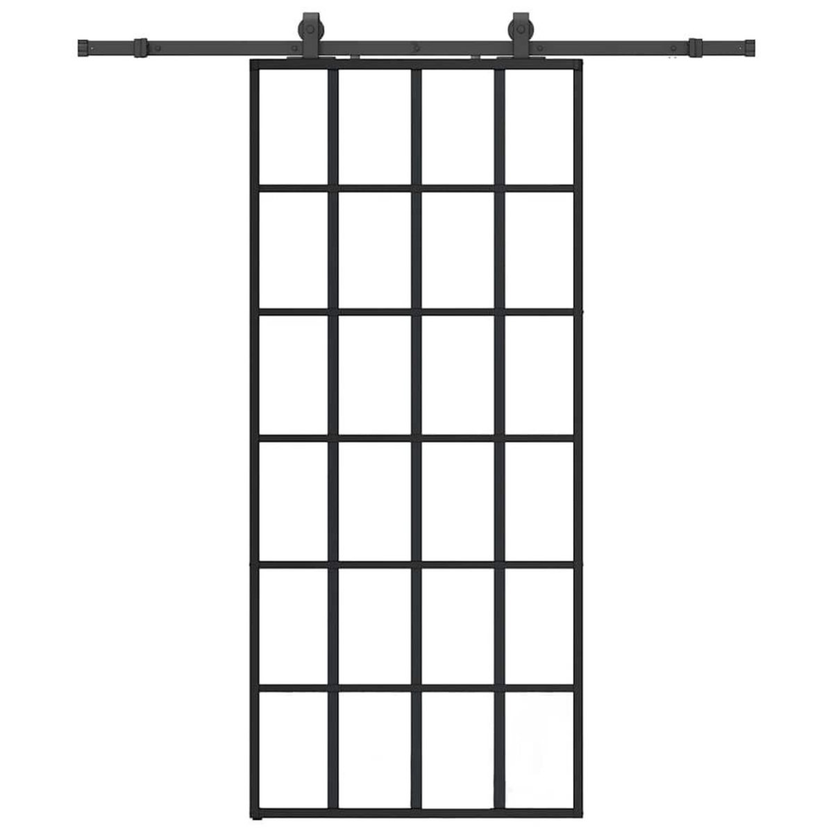 VIDAXL Porte coulissante kit de quincaillerie noir 90x205 cm verre ESG