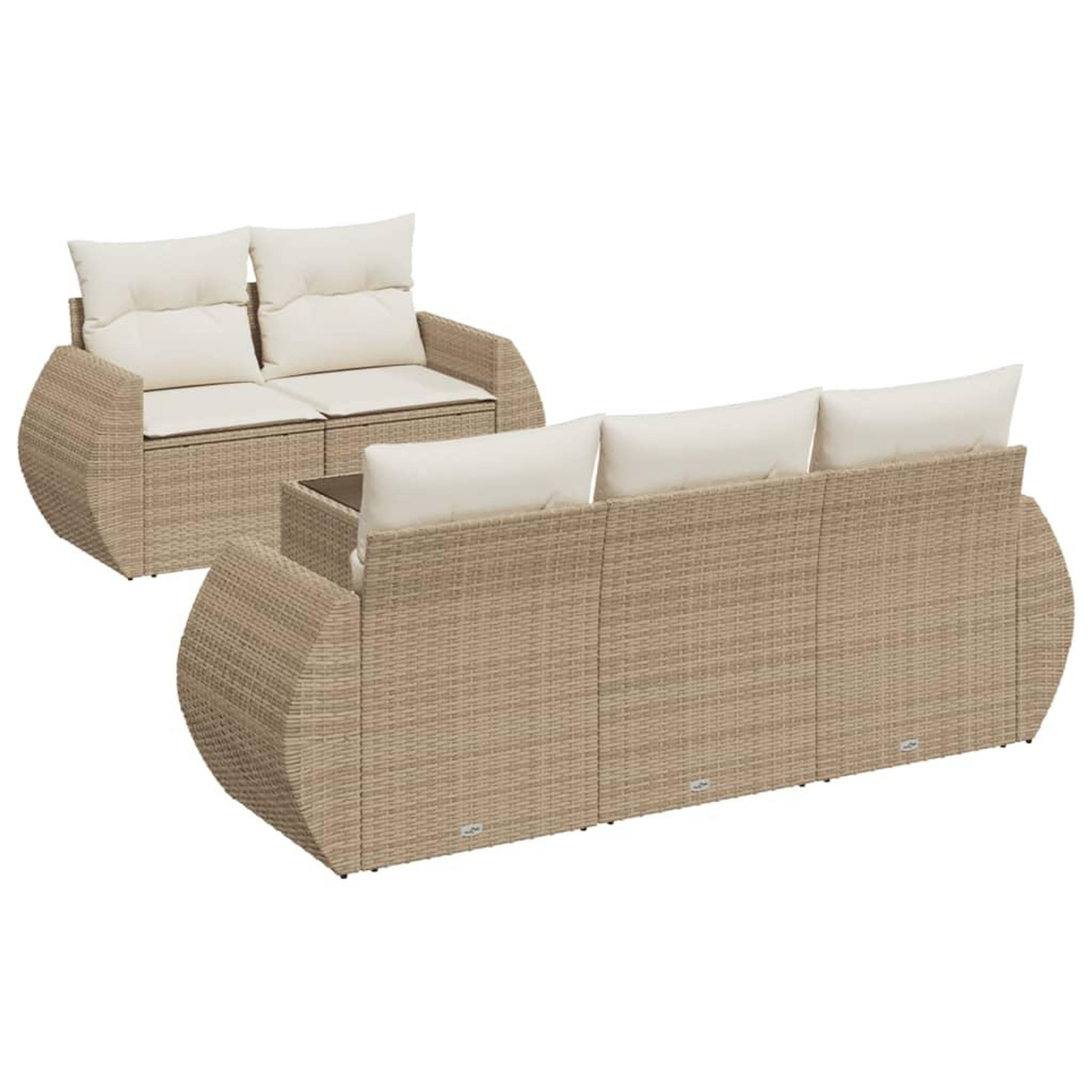Voir la diapositive 2 : VIDAXL Salon de jardin avec coussins 6 pcs beige resine tressee