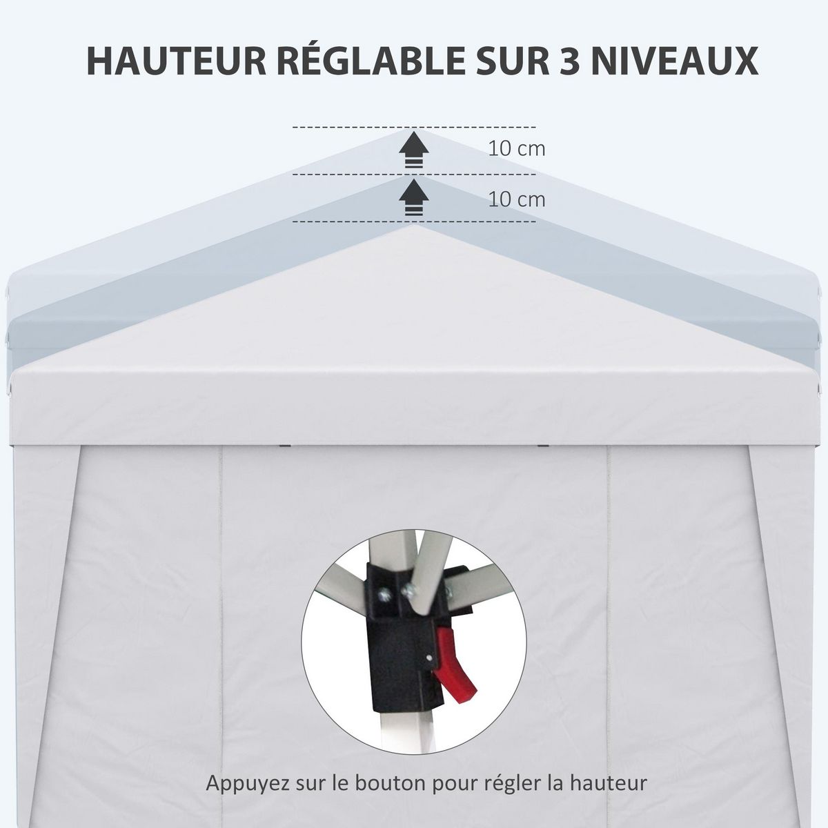 OUTSUNNY Tonnelle barnum pop-up 3 x 3 x 2,75 m anti-UV 30+ sac transport et lestage inclus blanc