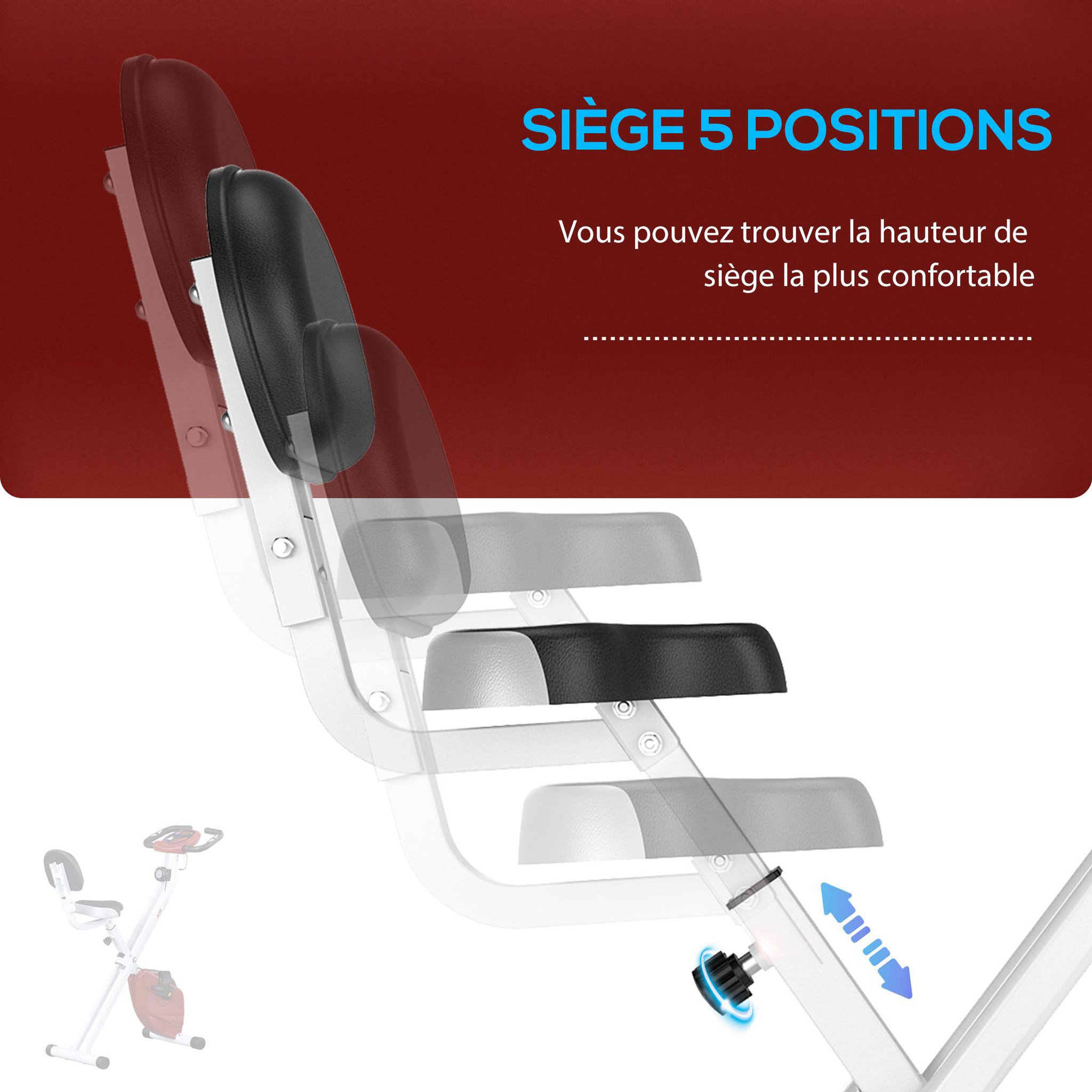 Voir la diapositive 5 : HOMCOM Vélo d'appartement pliable - collaboration Aosom.fr x FFHandball - 8 niv. résistance magnétique réglable