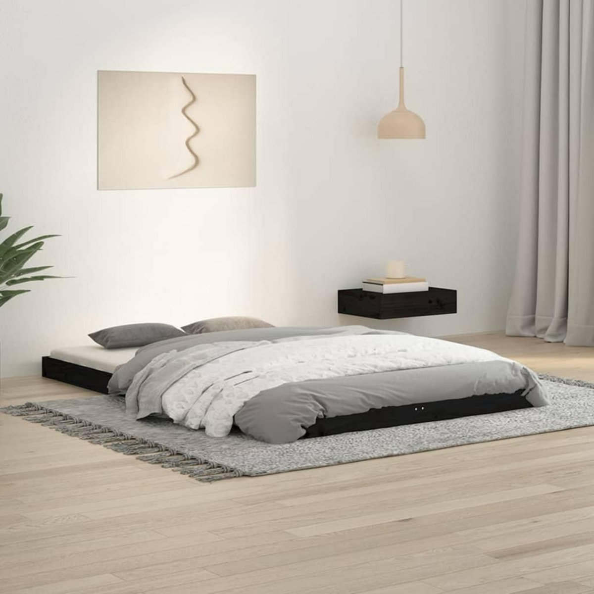 VIDAXL Cadre de lit sans matelas noir 120x190 cm bois de pin massif