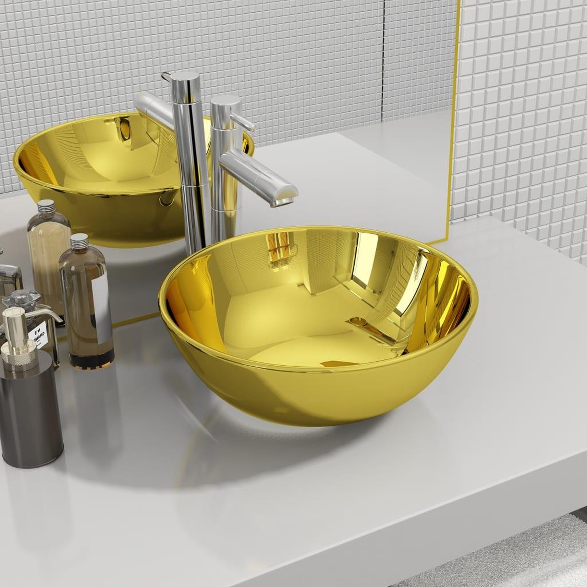 VIDAXL Lavabo 28 x 10 cm Ceramique Dore
