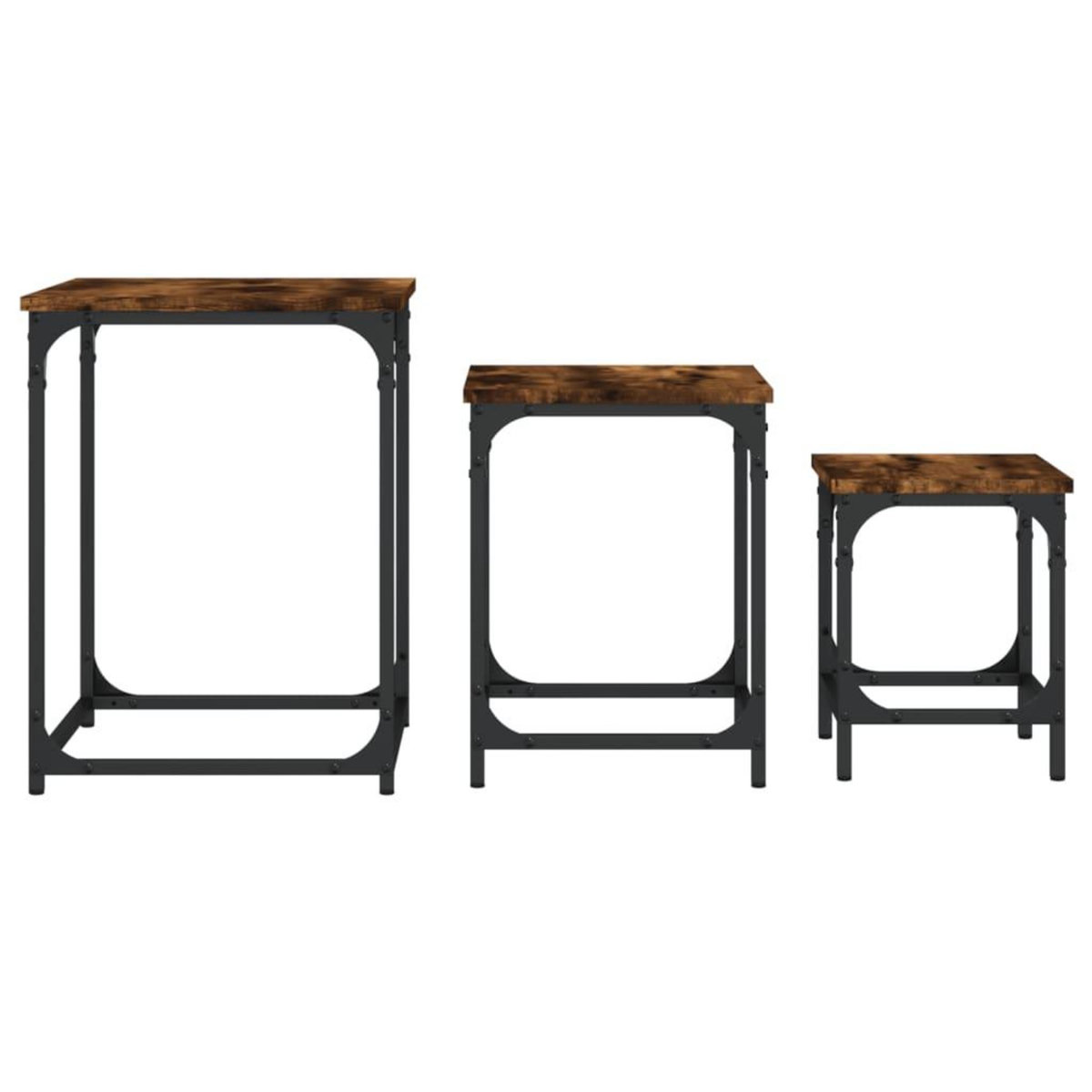 VIDAXL Tables basses gigognes 3 pcs chene fume bois d'ingenierie