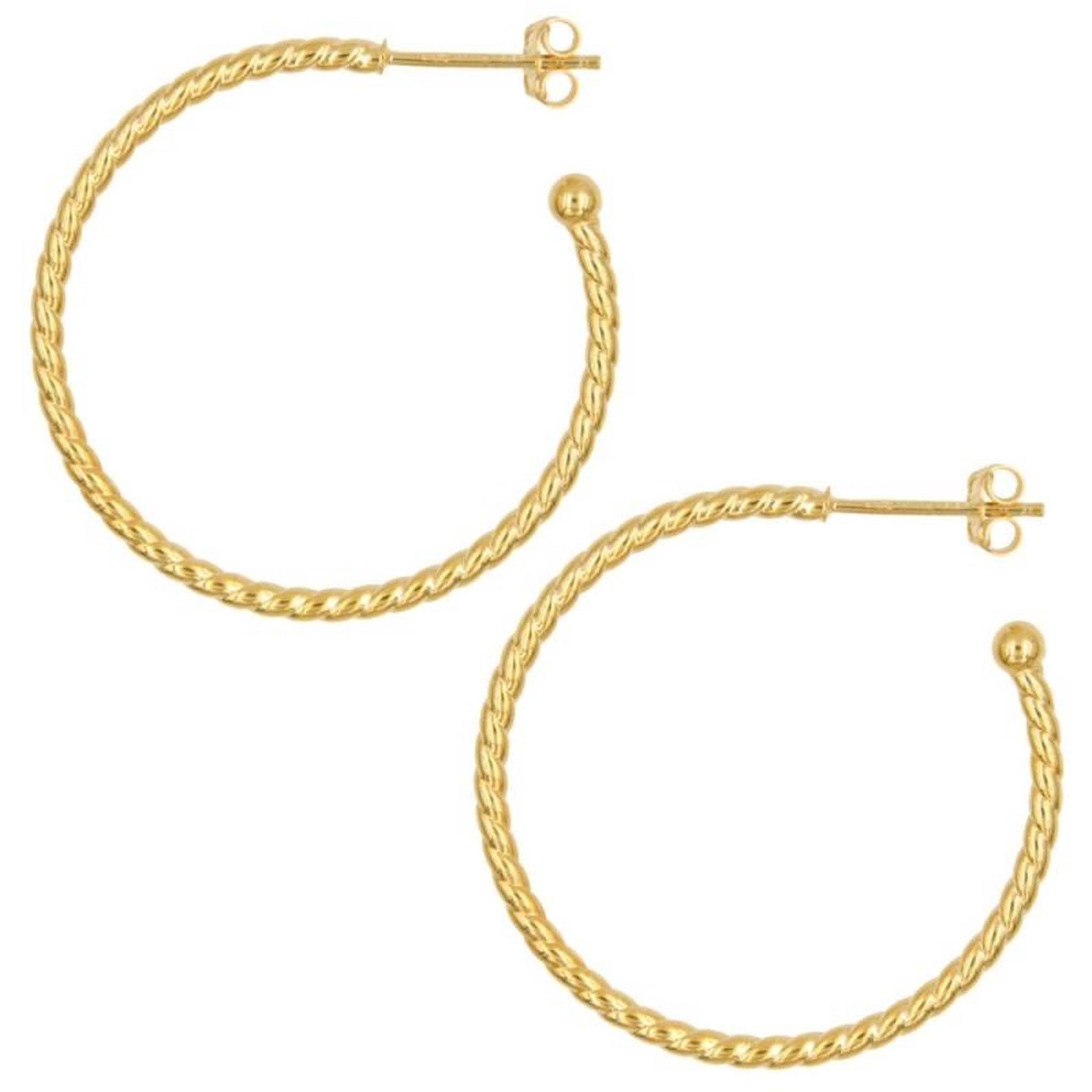 Voir la diapositive 1 : L'ATELIER D'AZUR Boucles d'Oreilles Or Jaune - Demi Créoles Rondes