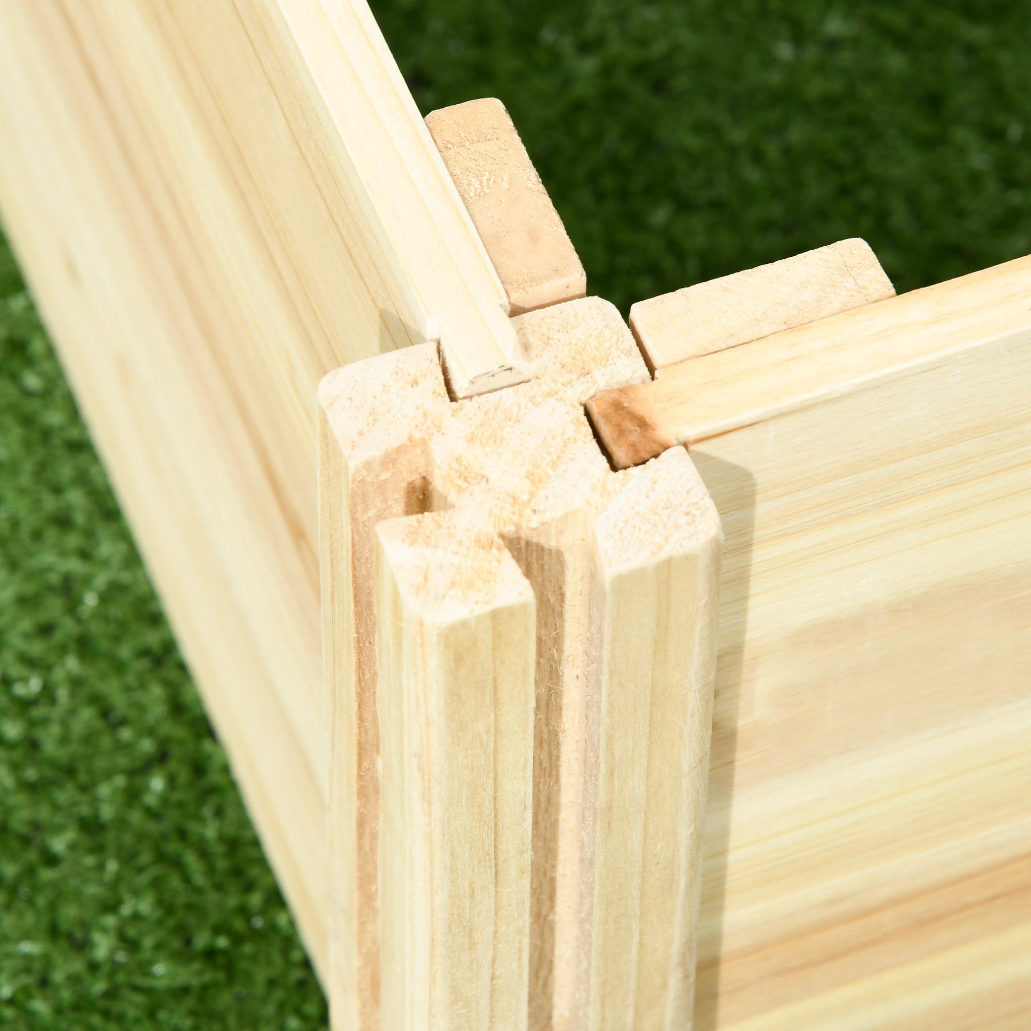 Voir la diapositive 5 : OUTSUNNY Lot de 2 jardinières avec treillis - ensemble de 2 carrés potagers - bois de sapin pré-huilé