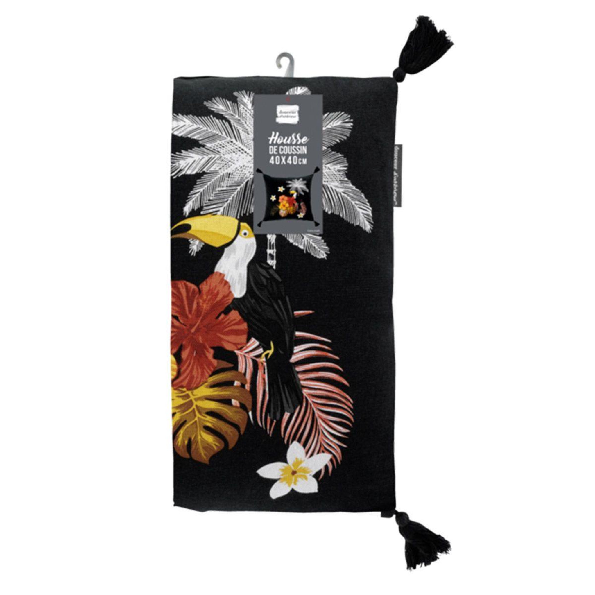 Voir la diapositive 3 : Douceur d'Intérieur Housse de coussin  coco crush  40x40cm noir