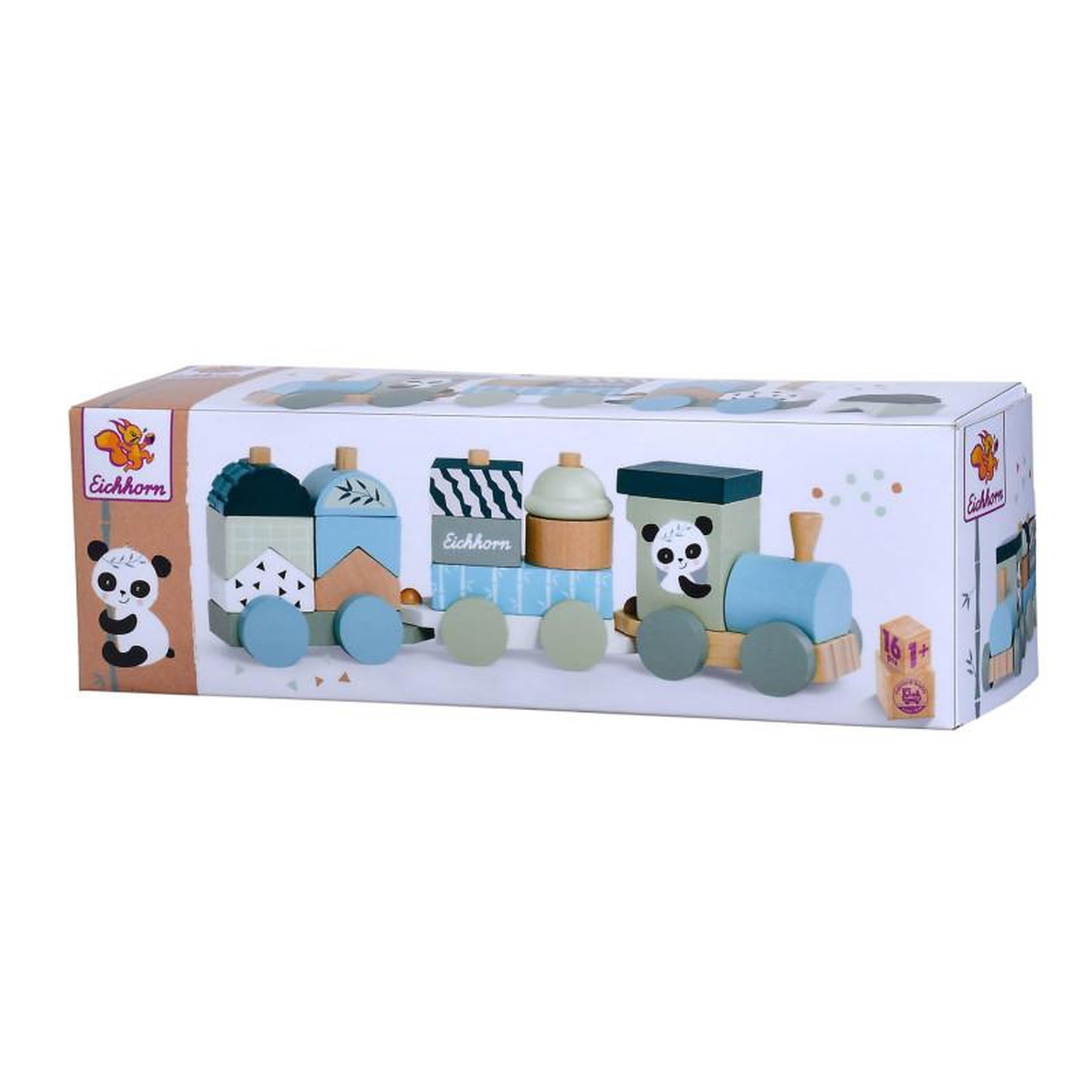Voir la diapositive 2 : Eichhorn Eichhorn Wooden Block Train Panda, 16 pcs. 100003804