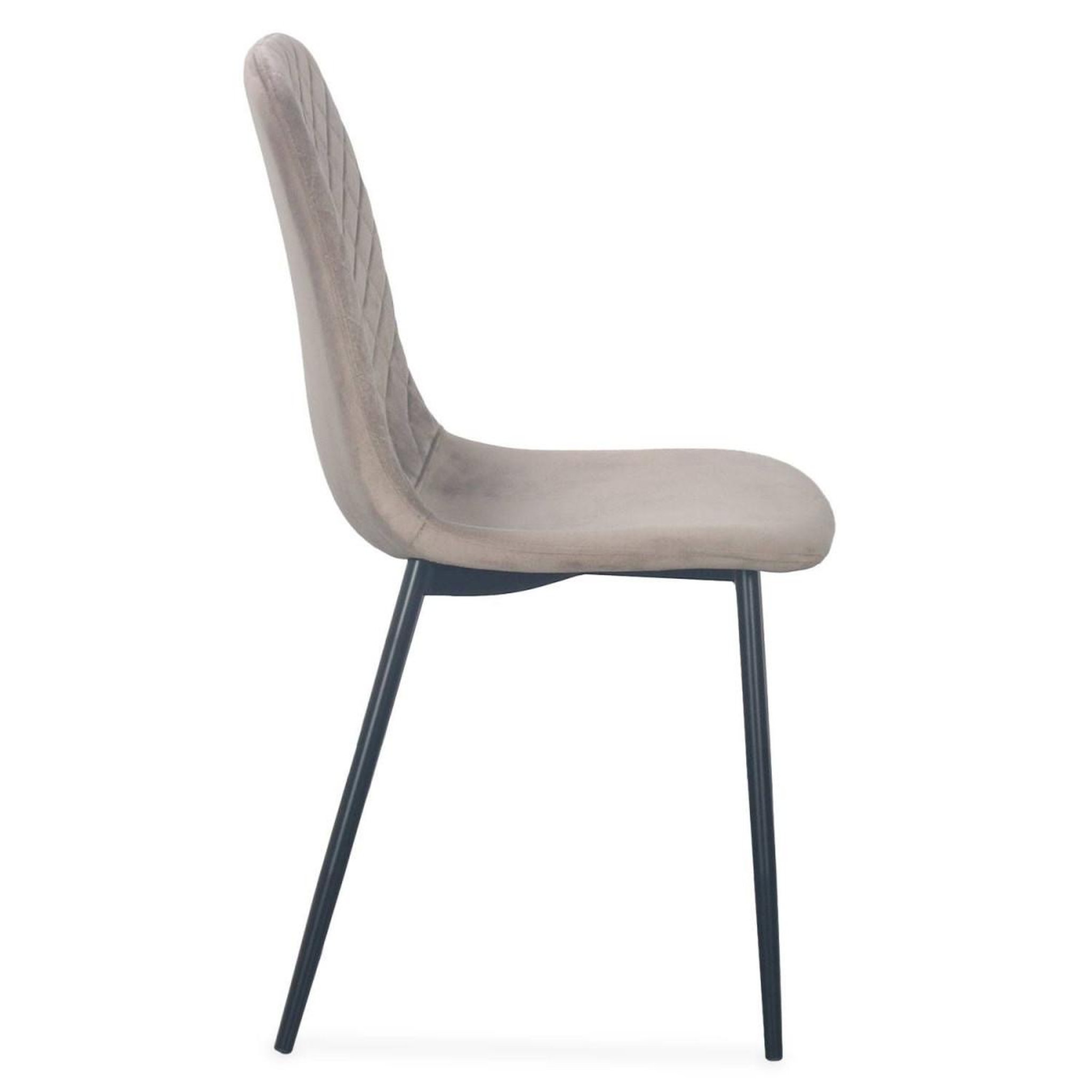 Voir la diapositive 4 : Paris Prix Lot de 4 chaises en velours  matelassées  88cm taupe