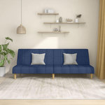 VIDAXL Canape-lit a 2 places bleu tissu