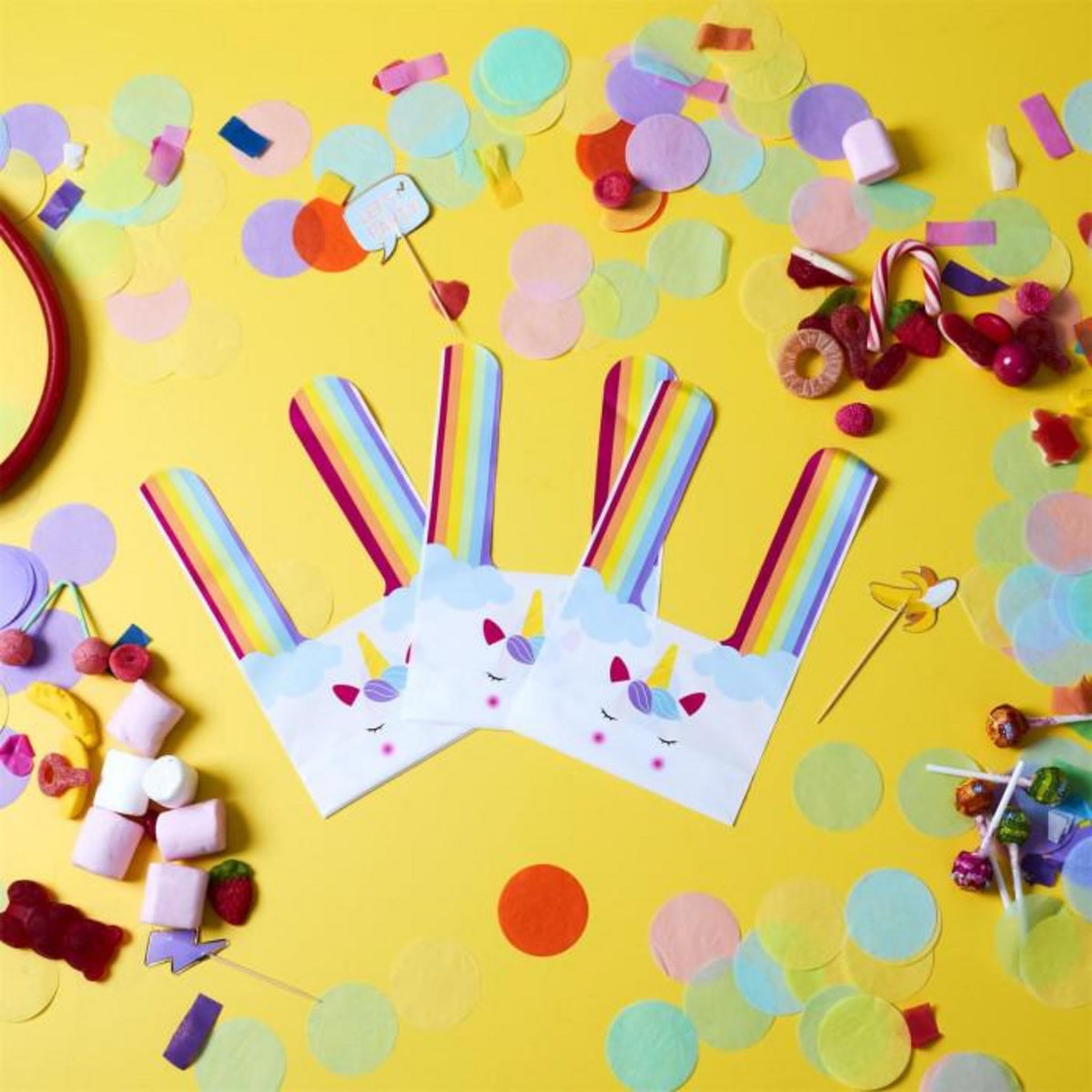 Paris Prix Lot de 10 Sacs à Bonbon  Licorne  22cm Multicolore